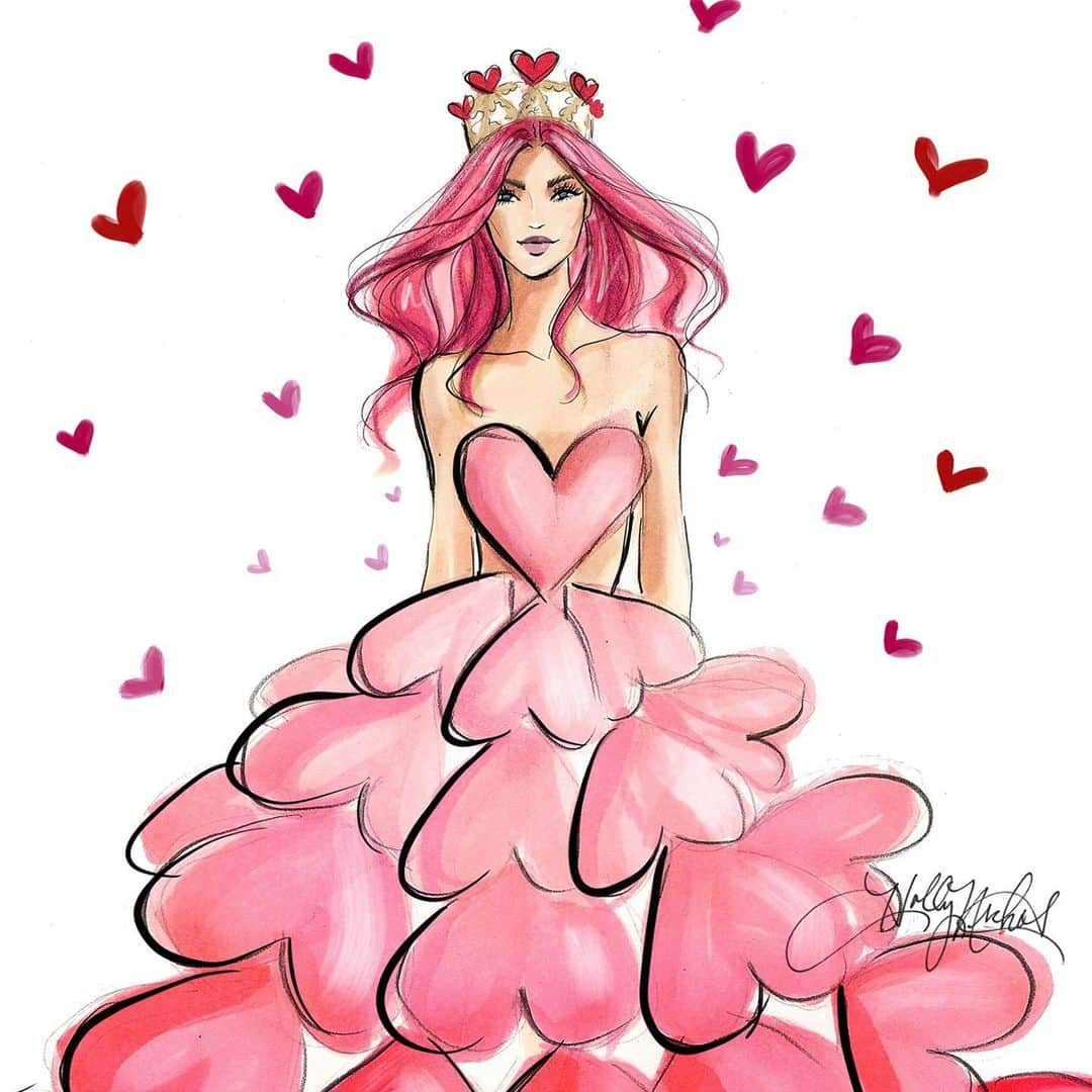 Holly Nicholsさんのインスタグラム写真 - (Holly NicholsInstagram)「One of my favorites 😊 more Valentine’s Day illustrations at hnillustration.etsy.com 😊 ❤️ #queenofhearts #valentinesday #fashionillustration #copicmarkers #copic」1月11日 23時25分 - hnicholsillustration