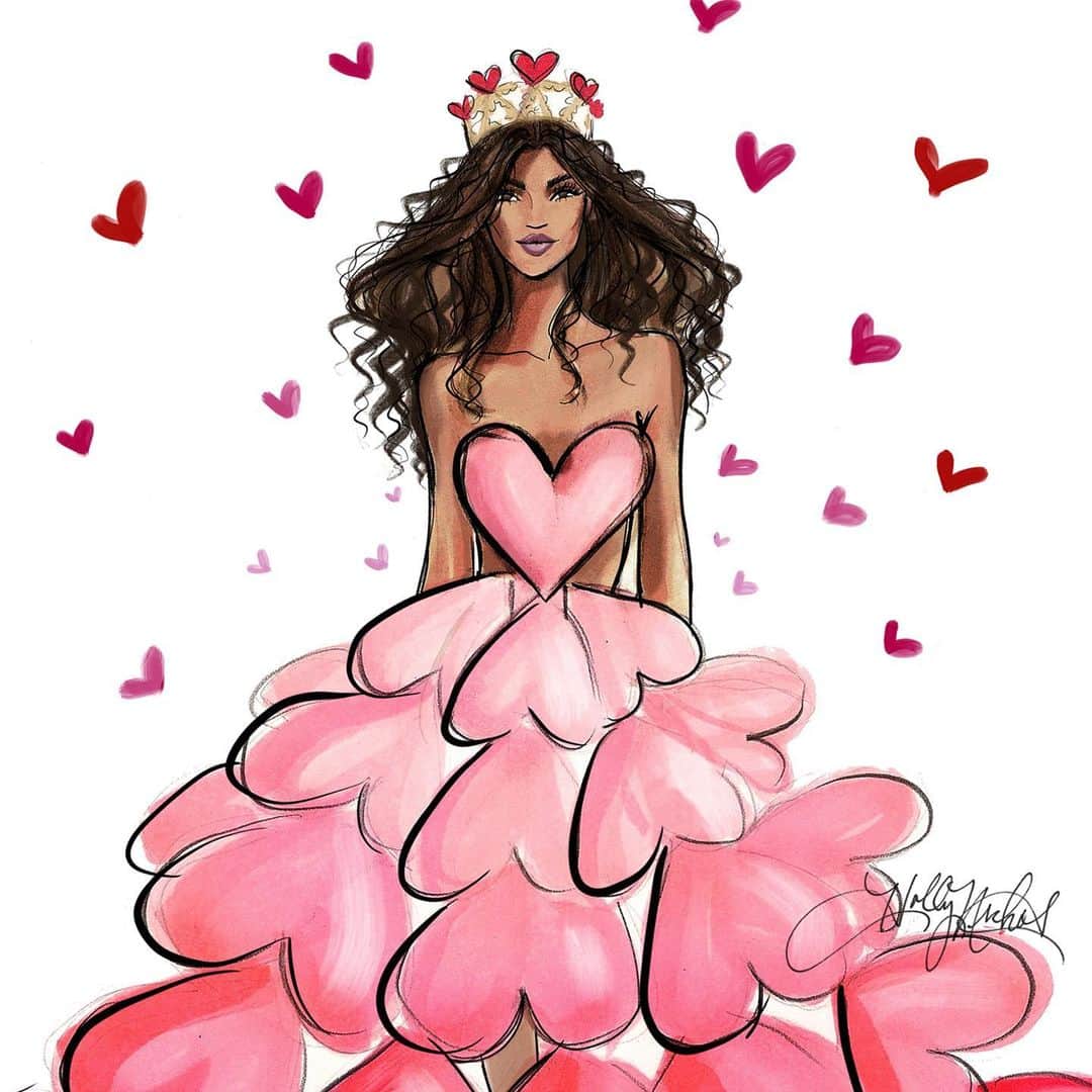 Holly Nicholsさんのインスタグラム写真 - (Holly NicholsInstagram)「One of my favorites 😊 more Valentine’s Day illustrations at hnillustration.etsy.com 😊 ❤️ #queenofhearts #valentinesday #fashionillustration #copicmarkers #copic」1月11日 23時25分 - hnicholsillustration
