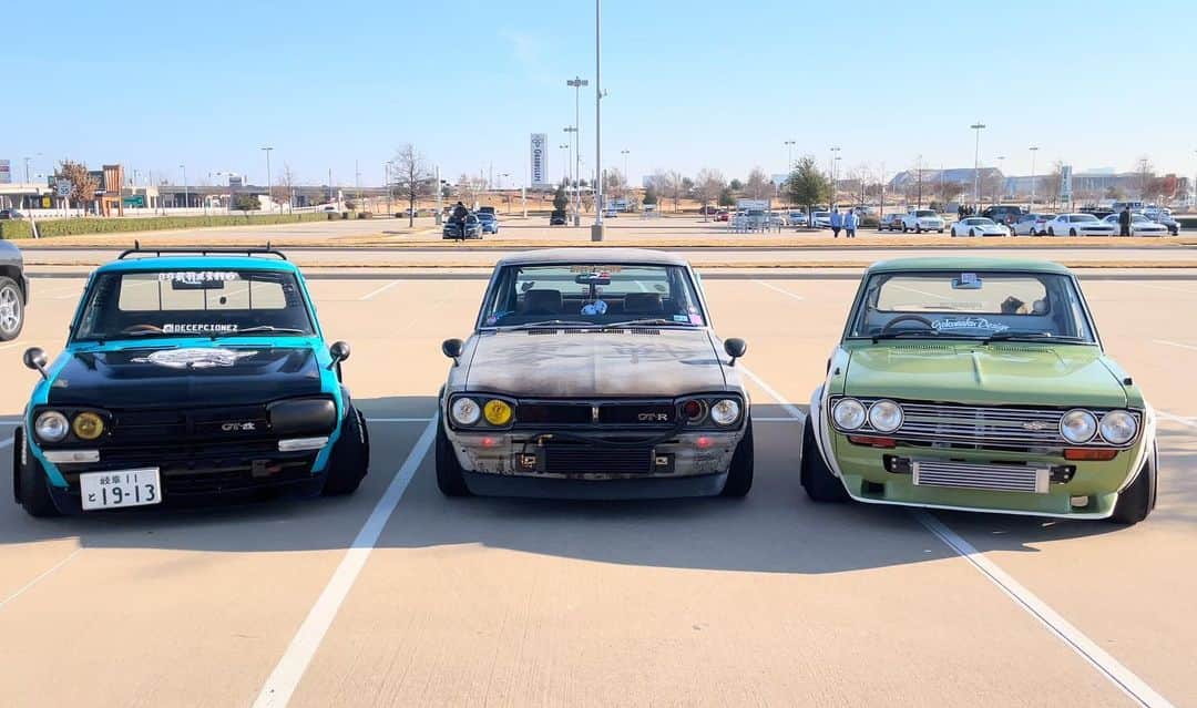 スティーブのインスタグラム：「Hakotora Hakosuka Sunny !  Wow! My favorite shot from this weekend’s event!! ハコトラ　ハコスカ　サニトラ　カッコいい‼️」
