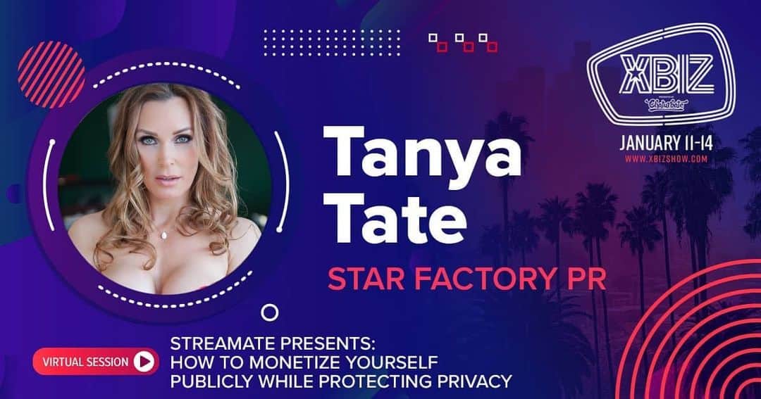 ターニャ・テイトのインスタグラム：「Today at 5pm - 6pm (PST), I will be a guest on this Xbiz show panel  How to Monetize Yourself Publicly While Protecting Privacy  Are you an industry professional ?  Find out how I balance my personal and professional life ?   https://www.xbizshow.com/schedule.php」