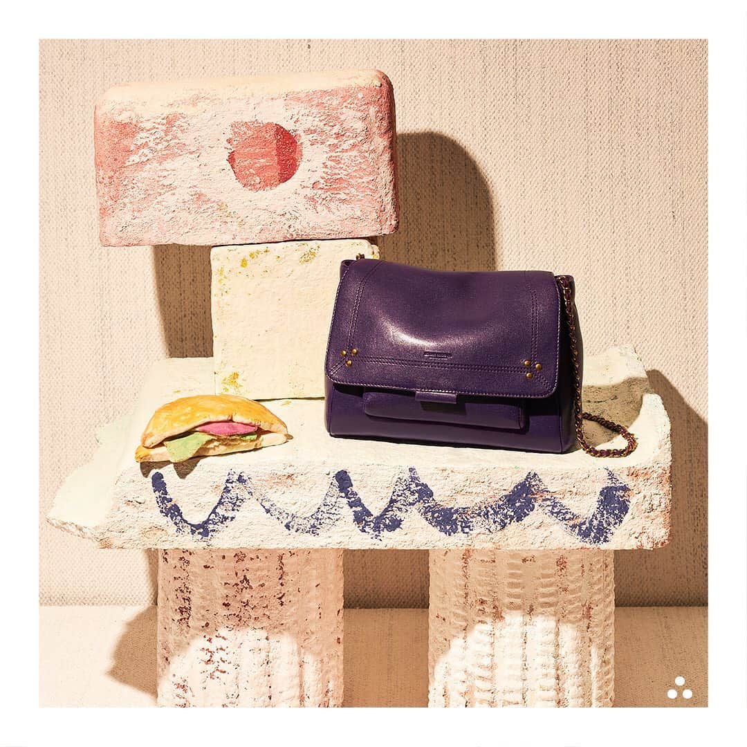 ジェロームドレイフュスのインスタグラム：「A #JeromeDreyfuss classic, Lulu is regal in violet #JeromeDreyfussLulu . . Art Direction @carolinnerennequin Photo @pierr_antoine #jeromedreyfuss #lulu #jeromedreyfusslulu #rootsdeluxe #ss21」