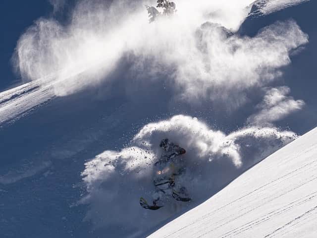 ケン・ブロックのインスタグラム：「I did some pow hunting last week near Jackson, Idaho with a rad crew. Banger 📷 by @StephenWCkark27, from one of the best days I have ever had on my @SkiDoo Summit TURBO. #powderfiend #SkiDooSummitTURBO」