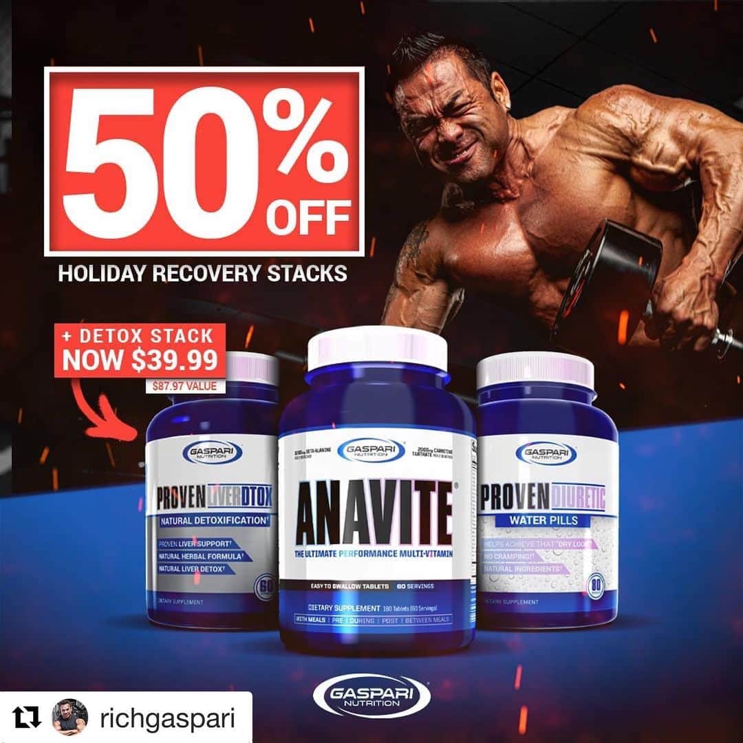 Hidetada Yamagishiさんのインスタグラム写真 - (Hidetada YamagishiInstagram)「#Repost @richgaspari with @get_repost ・・・ 🧨 Detox Stack 🍾 We’re kicking off the New Year with 50% off our Detox Stack 💪 Pick up Anavite + Proven Liver DTOX + Proven Diuretic for only $39.99! Head to GaspariNutrition.com & add the stack to your cart while supplies last!! #Gaspari #Proven #GaspariNutrition #TeamGaspari #Bodybuilding #Fitness #Workout #Exercice #Healthy #RichGaspari #NewYearsResolution #Anavite #Diuretic #Detox」1月12日 5時55分 - hideyamagishi