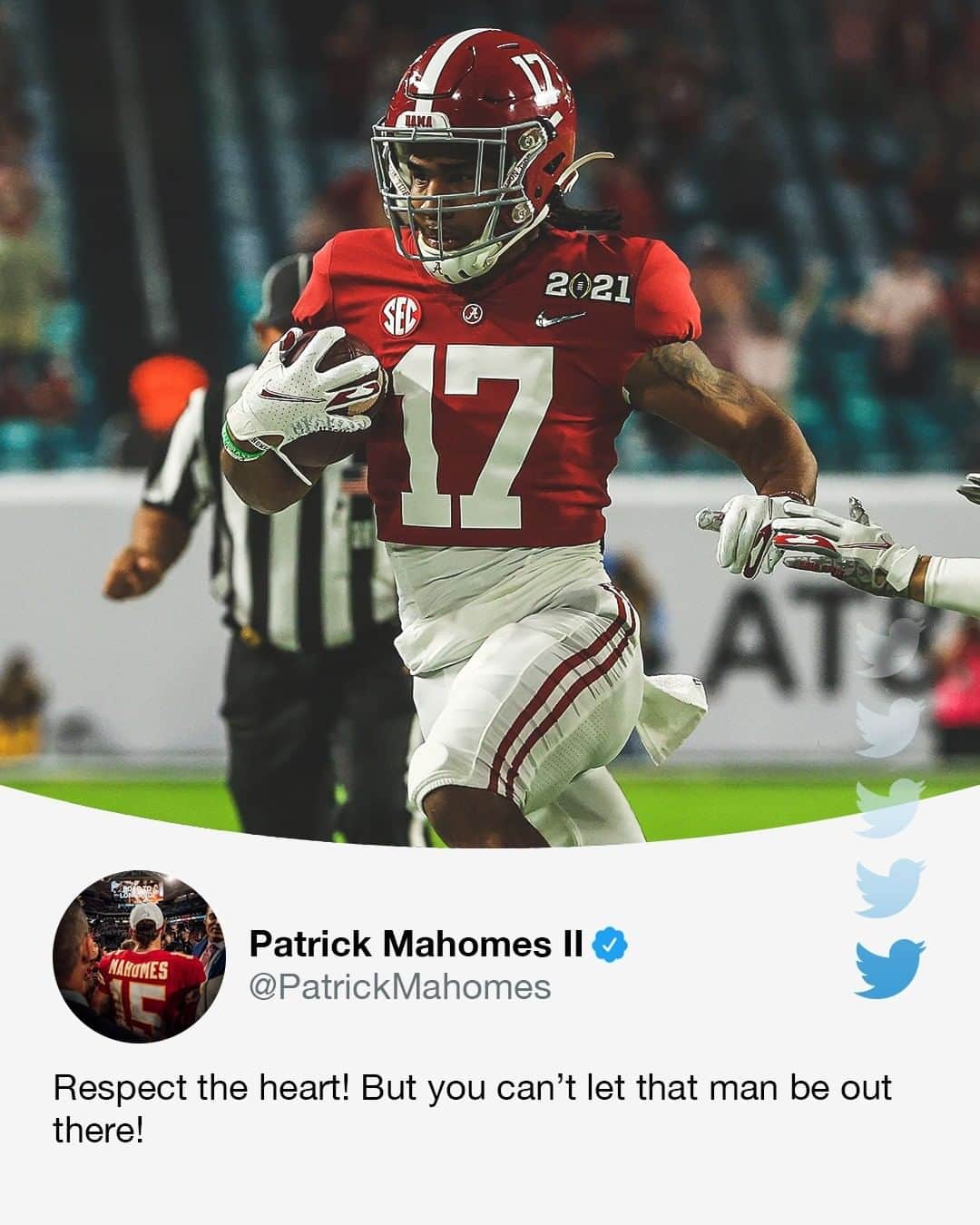 espnさんのインスタグラム写真 - (espnInstagram)「NFL stars reacted to Jaylen Waddle returning from a fractured ankle to play in the National Championship game.」1月12日 10時42分 - espn
