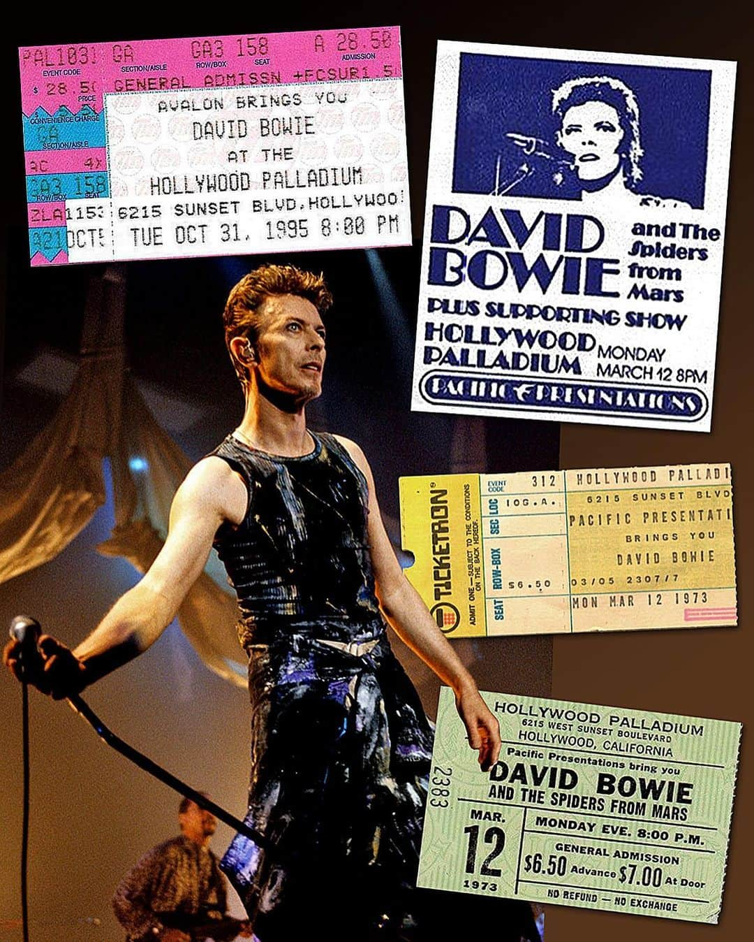 デヴィッド・ボウイさんのインスタグラム写真 - (デヴィッド・ボウイInstagram)「LIVE VENUES CELEBRATE DAVID BOWIE  “Sway through the crowd to an empty space...”  Among the many wonderful tributes paid to David Bowie over the weekend was one using the hashtag #Bowie5YearsGone. It was masterminded by David’s lighting designer and all around top Irish chap, the absurdly talented Tom Kenny.   Tom contacted lots of different music venues that David had played at over the years and asked them to remember our man on the fifth anniversary of his passing on their hoardings somehow.   Some of the biggest venues in the world were more than happy to oblige and others were sad not to be able to take part due to staff being furloughed. As you know, live music has been one of the unfortunate victims of the pandemic.   In no particular order, these are the ones that were able to participate.   ~ Image 1 = @thegarden - live pictures by Kevin Mazur, 9th January 1997 - David Bowie’s 50th Birthday Concert, Madison Square Garden, NY. ~ Image 2 = @capitoltheatre - live picture by Kevin Mazur, October 1997 - The Capitol Theatre, Port Chester, NY. ~ Image 3 = @theforum - Venue ~ Image 4 = @theforum - live picture by Neal Preston, February 1976 - Inglewood Forum, Los Angeles. ~ Image 5 = @hollywoodpalladium - Venue ~ Image 6 = @hollywoodpalladium - live picture by Kevin Mazur, October 1997 - Venue unknown. ~ Image 7 = @wembleystadium - live picture by Denis O’Regan, June 1987 - Wembley Stadium, London. ~ Image 8 = @scotiabankarena - live picture by unknown, April 2004 - Air Canada Centre, Toronto. ~ Image 9 = @thewiltern - Venue ~ Image 10 = @thewiltern - picture by Mark Adams, February 2004 - Soundcheck, The Wiltern, Los Angeles.  Did you attend Bowie shows at any of these concert halls?  If you know of any other venues that did something similar in celebration of David Bowie, please let us know.   #Bowie5YearsGone  #BowieForever  #KeepLiveMusicAlive」1月12日 11時23分 - davidbowie