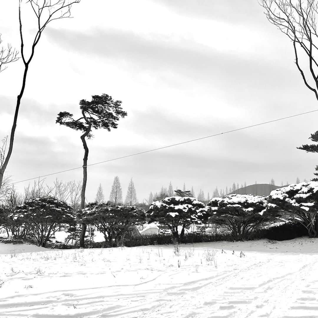 チン・イェソルのインスタグラム：「☃️ 눈멍... 불멍.... #camping  #healing 🔥」
