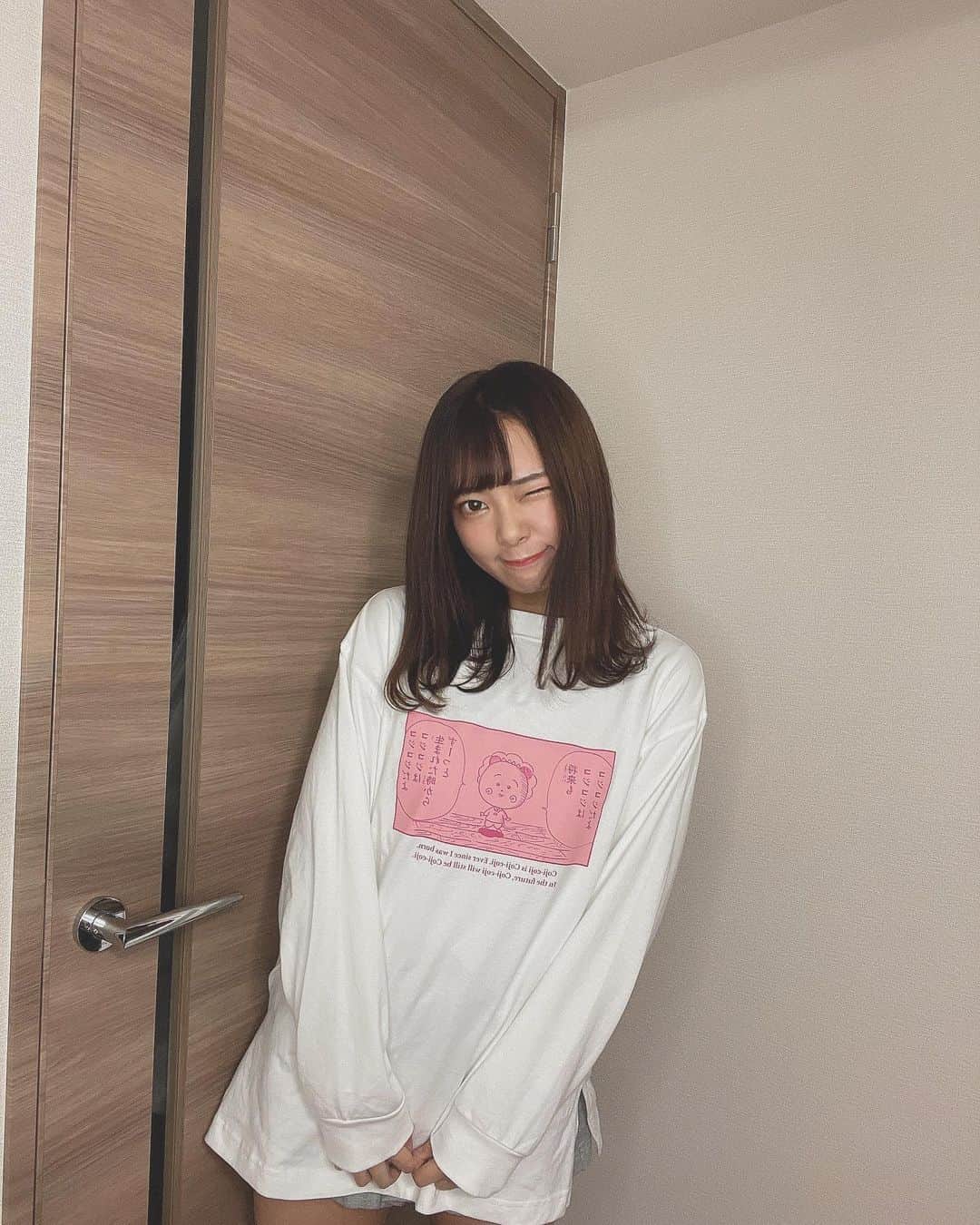 山田寿々のインスタグラム：「🧡﻿ ﻿ 大好きなコジコジ！！！﻿ お気に入り(o^^o)﻿ ﻿ #gu #コジコジ #ロンt #ロングtシャツ」
