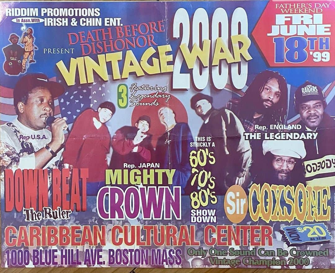 MIGHTY CROWNのインスタグラム：「Throwback flyers dat I found.  I won this one ca I went by the rules playin tunes that are 60,70,80s, and because no one neva expect a Japanese bwoy fi play dem tunes! Element of surprise! This gave me the invitation fi play inna world clash which is history.  But  yooo #downbeat #sircoxone  are some sounds dat I grow up and listen pon, and there’s no way I can beat dem sound yah ,dem comin like book. I wanna give special shout out to downbeat the ruler , Tony Screw, dem man deh voiced some dubs fi crown and gave me strength. Everlasting respect to dem sounds who set it!!!  Dem sumn deh people fi know  #soundsystemculture #mightycrown #fareastyardies  ワールドクラッシュ前の　 クラッシュ、 完全に試験(テスト) でした。 合格して世界大会のチケットを 手に入れたやーつ」