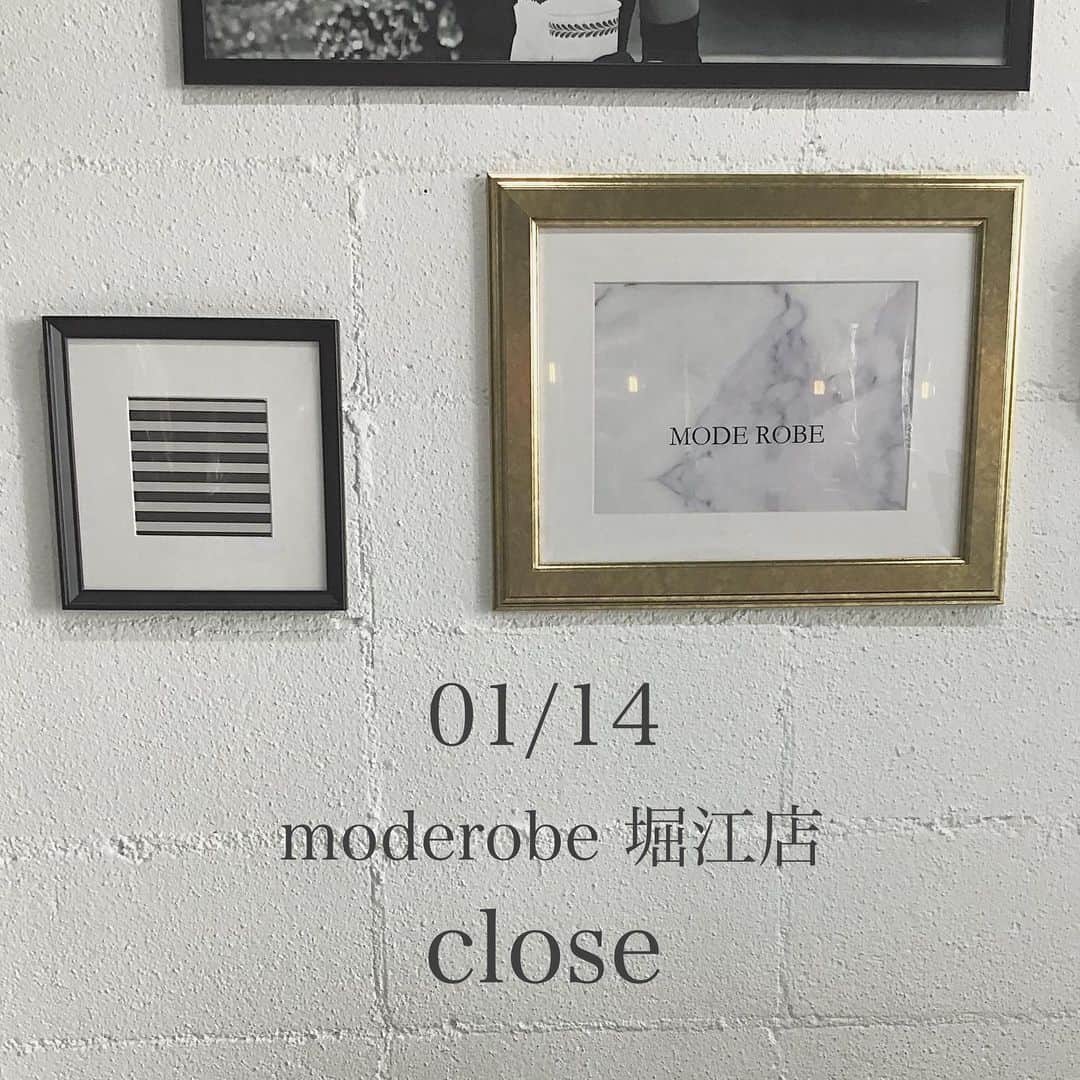 のインスタグラム：「* * 明日14日 新作撮影のため moderobe堀江店はお休みです。 ご迷惑をおかけいたしますが よろしくお願い致します❄️  * * * *  cafe accountはこちら⬇︎ @mode_robe_cafe #MODEROBE #MODEROBE堀江店」