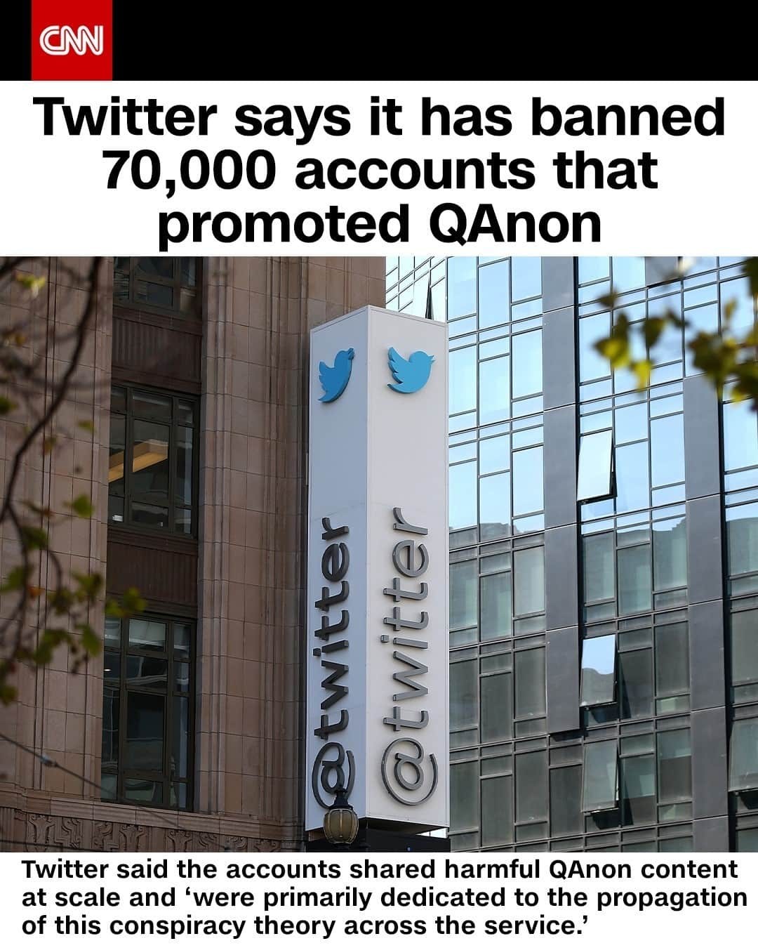 CNNさんのインスタグラム写真 - (CNNInstagram)「Since Friday, Twitter has suspended more than 70,000 accounts for promoting the baseless QAnon conspiracy theory. Twitter has removed major QAnon adherents including former national security adviser Michael Flynn and Sidney Powell, a lawyer who pushed false election claims for the Trump campaign. ⁠ ⁠ (📸: Justin Sullivan/Getty Images)」1月13日 4時02分 - cnn