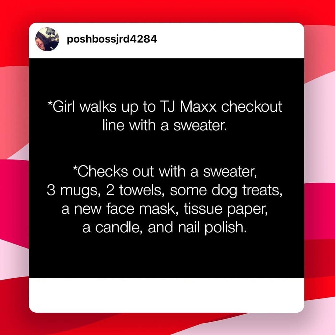 T.J.マックスのインスタグラム：「Some say checkout line, we say victory lap. 🛍  (📷: @poshbossjrd4284)」