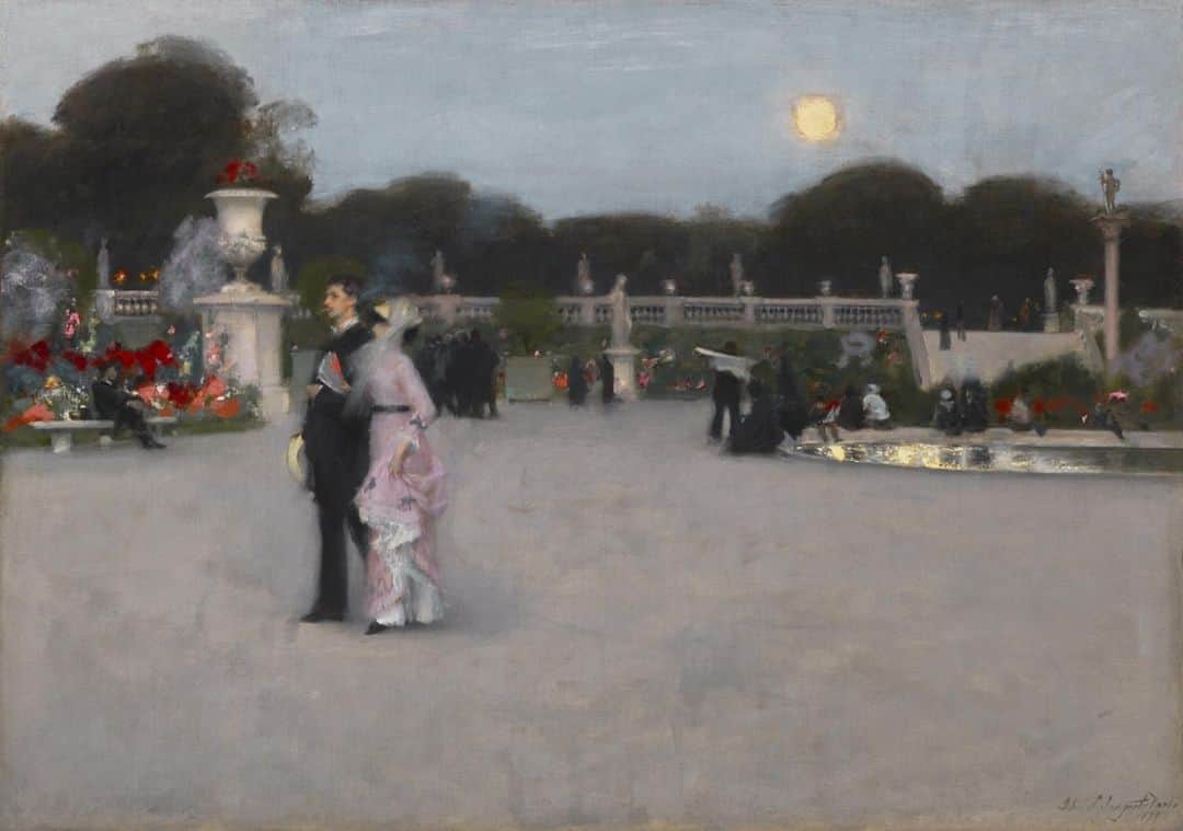 のインスタグラム：「John Singer Sargent was born on this day in 1856. Best known as the leading portrait artist of his generation, Sargent produced almost 900 oil paintings and over 2,000 watercolors.  "In the Luxembourg Gardens," 1879, by John Singer Sargent」