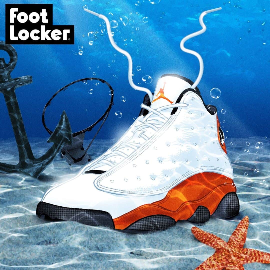 Foot Lockerのインスタグラム：「That splash 🌊 #Jordan Retro 13 'Starfish' drops January 16th in men's & kids sizes.」
