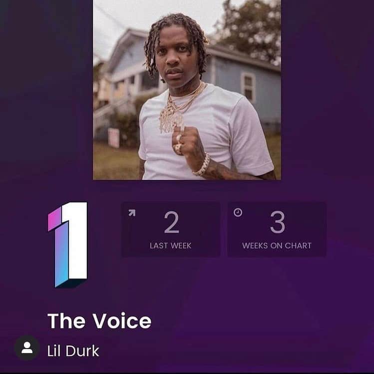 トリル・ダイナスティのインスタグラム：「Billboard R&B/Hiphop Chart No.1 in the world🌏 Lil Durk "The Voice" Produced by TRILL DYNASTY & AyoBlue & Low Low & Josh #thevoice」
