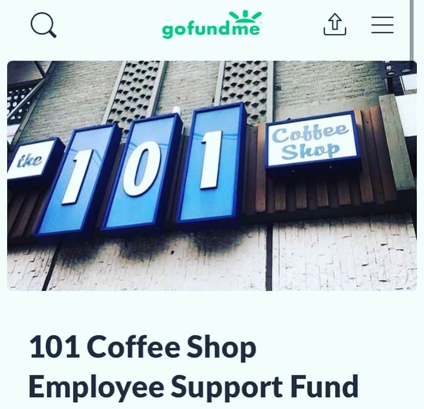 ポール・アデルスタインのインスタグラム：「Repost from @minibarhollywood • Our best buds, siblings, and neighbors for 20 special years, employees of @101.coffeeshop have set up a GFM. The link is in our bio」