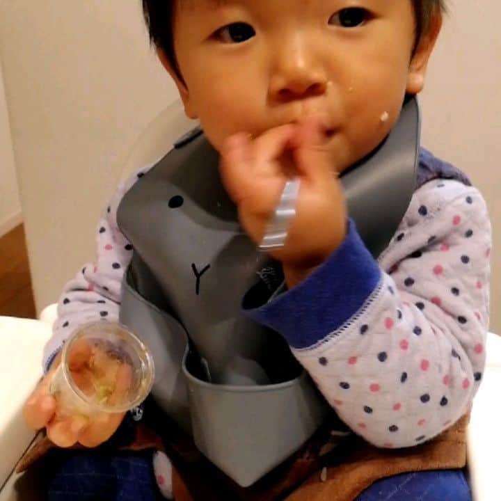 Kaori Takinoのインスタグラム：「インド家庭料理の天才、アリみきこ女史が作った「デーツとさつまいものスイーツ」が美味しすぎた模様。  このあと、歩くときもゴロゴロするときも握り続け、翌朝ぐっちゃぐちゃのカップが部屋のすみから見つかりました。  #1才3ヶ月#スパイス#デーツ#おいしいものをありがとう」