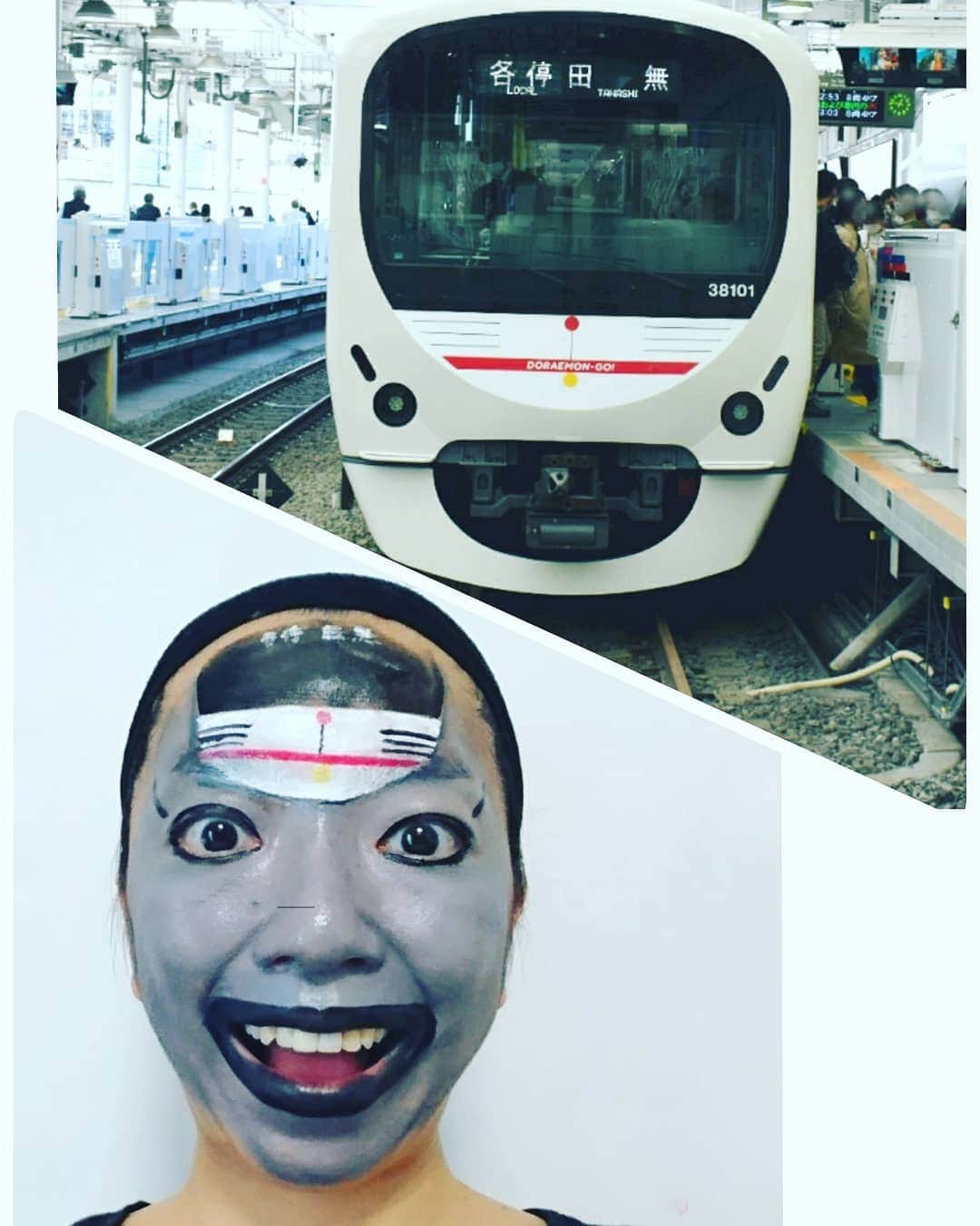 とくこさんのインスタグラム写真 - (とくこInstagram)「西武新宿線、「DRAEMON-GO!」30000系だよ！車体側面は青いドラえもんカラーに、座席には四次元ポケット、貫通扉はどこでもドアになっているよ～！１編成しかない列車だけど西武鉄道のアプリで位置情報がわかるよ～！ ・ #まね鉄 #DRAEMONGO #西武鉄道  #西武新宿線 #30000系 #ドラえもん #親子鉄 #ママ鉄 #子鉄 #顔鉄」12月20日 12時50分 - tokukoyori