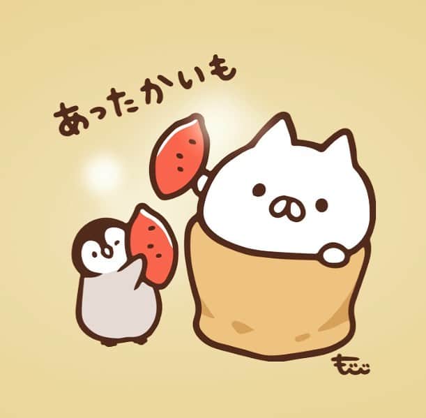 もじじさんのインスタグラム写真 - (もじじInstagram)「ほくほくおすそわけ  #ねこぺん日和#ねこぺん#ねこくん#ぺんちゃん#やきいも」12月20日 20時07分 - mojiji2014