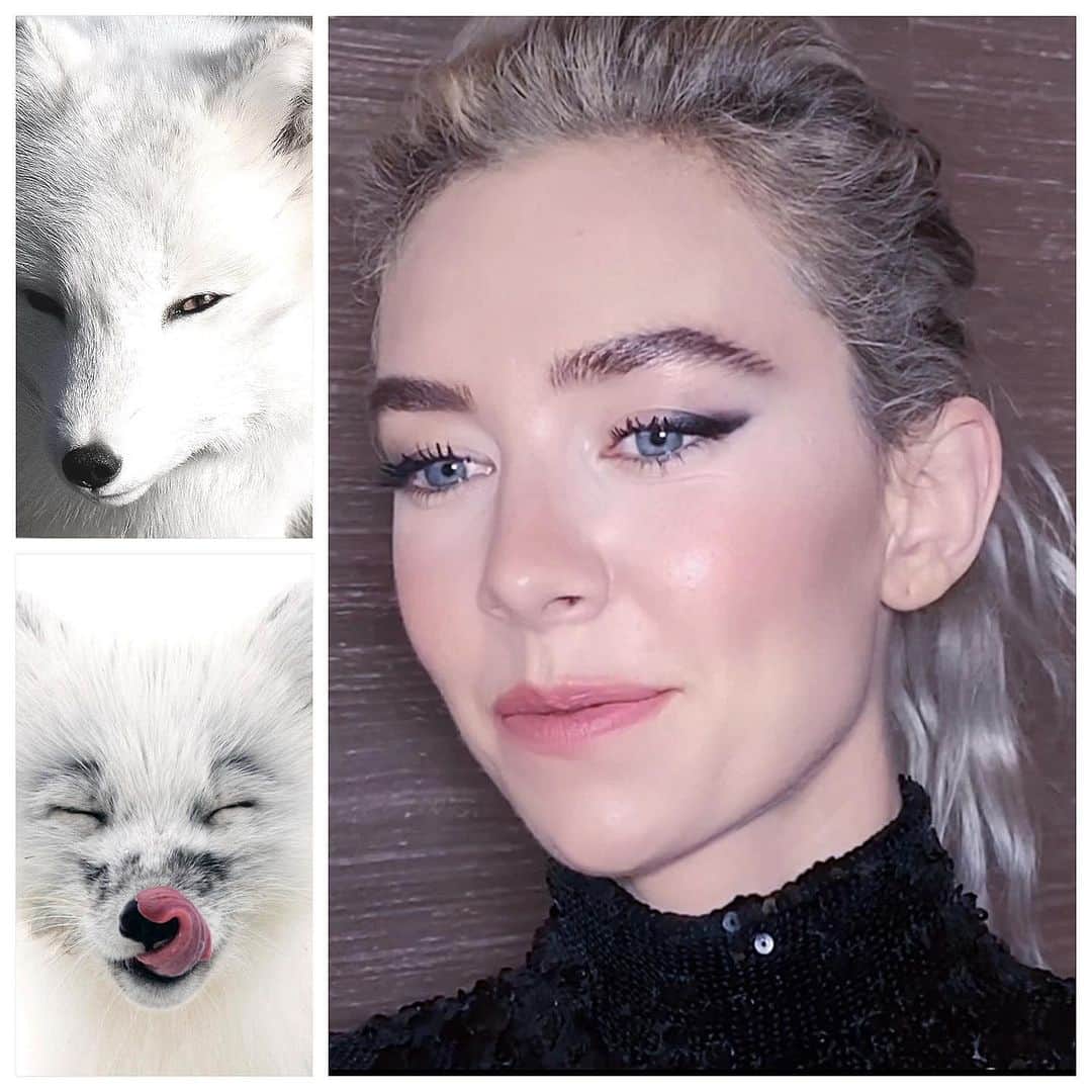 JO BAKERのインスタグラム：「V A N E S S A • K I R B Y 🇬🇧 Icy elegance ... for British beauty #vanessakirby for @thegrahamnortonshowofficial Friday night!!  Sharpened yet soft shadow lined eyes, with subtle frosty luminous radiant complexion and a muted wintry #englishrose cheek and lip using lipstick #emotive #68 by @chanel.beauty @welovecoco #welovecoco for other hero products see previous post!!  Skin prep @sekkisei.us and @weleda_usa  Skin Base @shiseido  And a huge thank you to this wonder talent @vanessa__kirby ...who I met during the midst of this mad 2020 year and have had the utter pleasure to share close face space with at this incredibly testing time. So appreciate your support and the love for us ~ your glam team!! 🙌🏻🤍 Style @hollyevawhite  Hair @halleybrisker  Makeup and bts by me #jobakermakeupartist 💋」