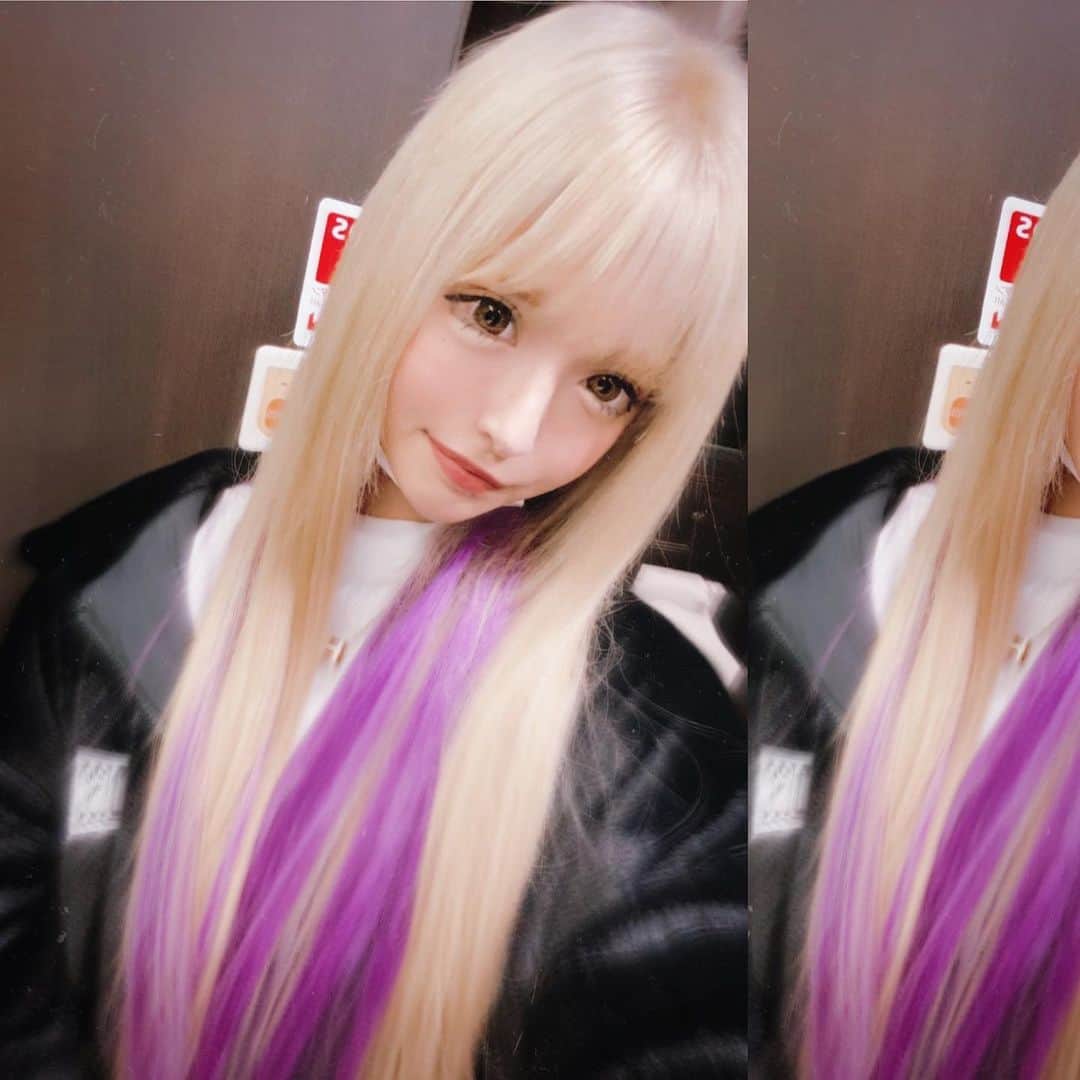 アンジェリカのインスタグラム：「このまえ気分でハイトーンにしてきたンゴ🥺💜 紫かわゆん〜！！！   @kouki_95_1107 くんに担当してもらったよん！ ありがとうございます🙈✨」