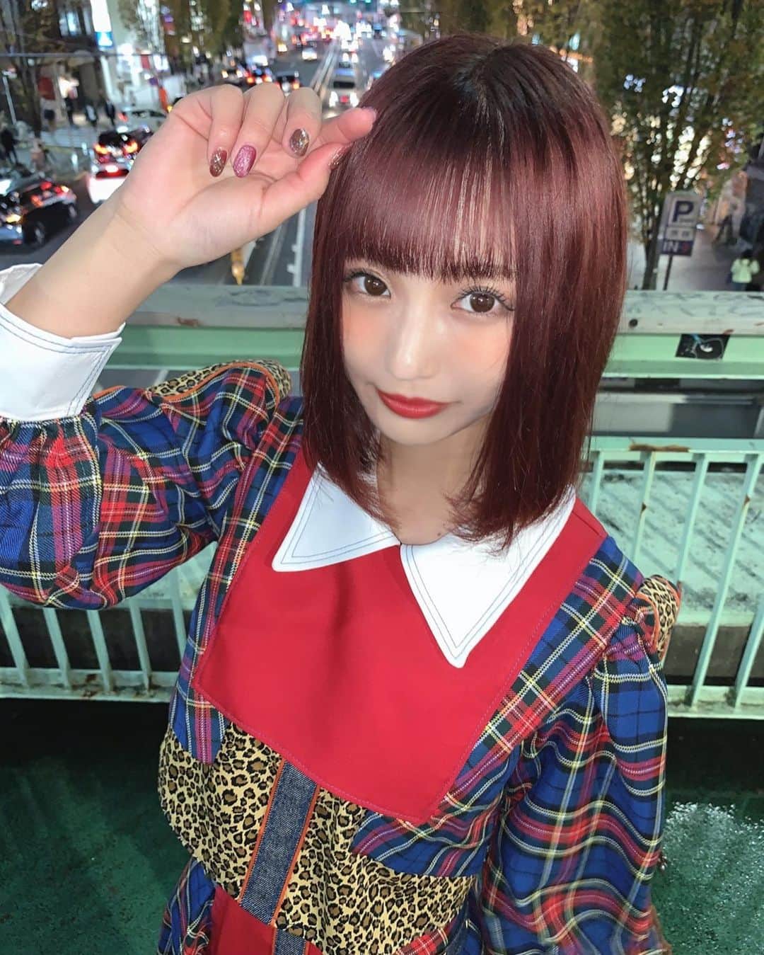 のインスタグラム：「. . . . . もうライブしたいなぁ〜🐆🌹 . . . . . #pimms #idol #kawaii #cute #japan #tokyo #shibuya #code #hair #make #衣装 #日本 #東京 #渋谷 #ボブ #ボブヘアアレンジ #チェック #ヒョウ柄」