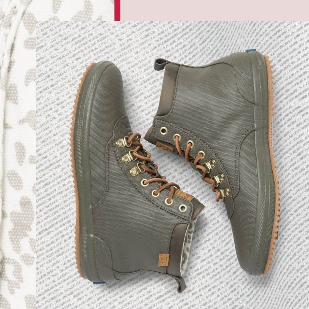 Kedsのインスタグラム：「Inside scoop: We gave the lining of this water-resistant Scout Boot a neutral toned leopard pattern because...details.」