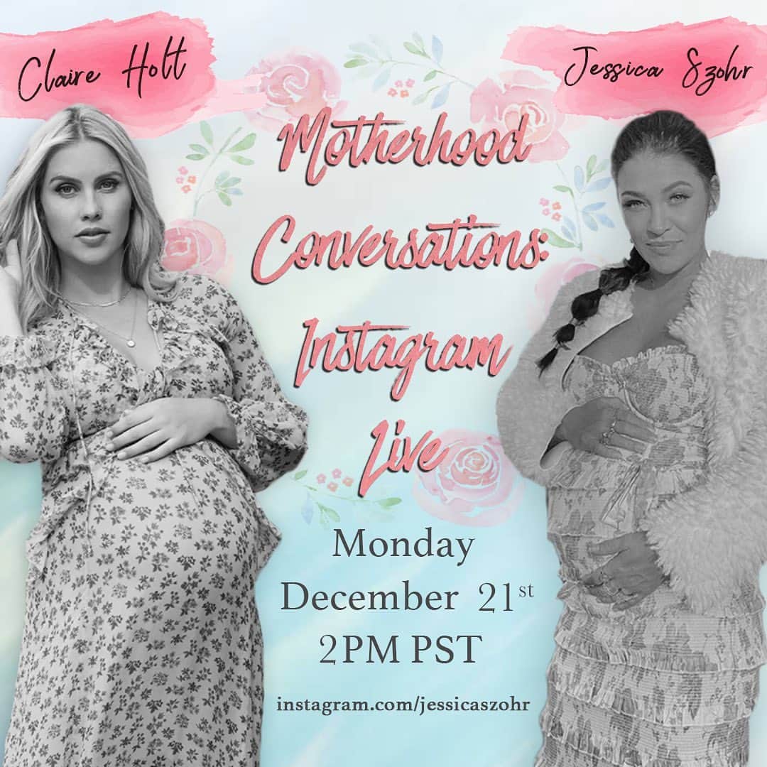 ジェシカ・ゾアのインスタグラム：「As a first time mama, I have so many questions. Join me and my dear friend, @claireholt, for an Instagram Live about motherhood on Monday, December 21st at 2PM PST. Hope to see you there! 🤰🏼🤰🏻」