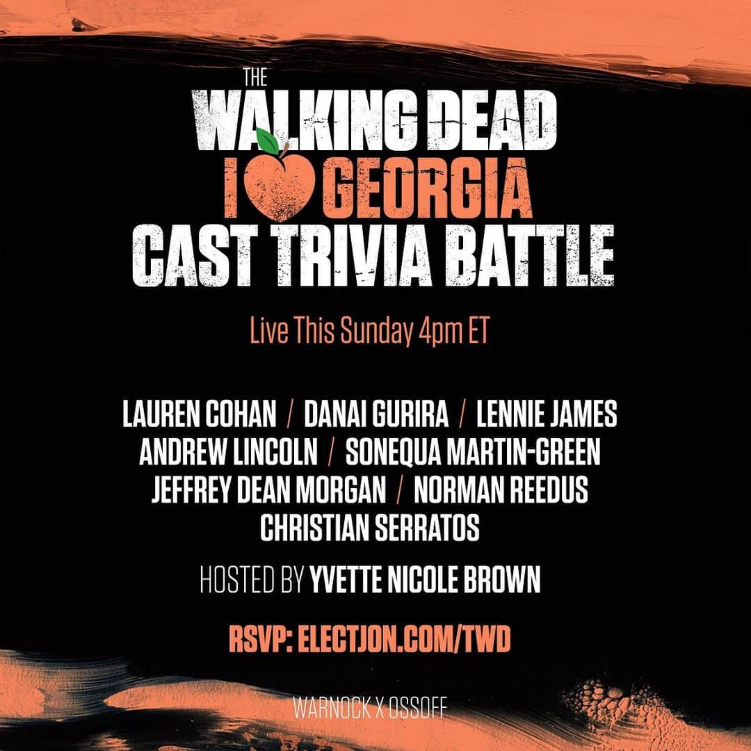 ダナイ・グリラさんのインスタグラム写真 - (ダナイ・グリラInstagram)「Today is the day! Join me and the cast of The Walking Dead at 4PM ET for a special trivia battle to benefit the race in 🍑 GA.  Visit electjon.com/TWD to get your ticket before it’s too late- this is gonna be fun! #TWDReunion」12月21日 1時50分 - danaigurira