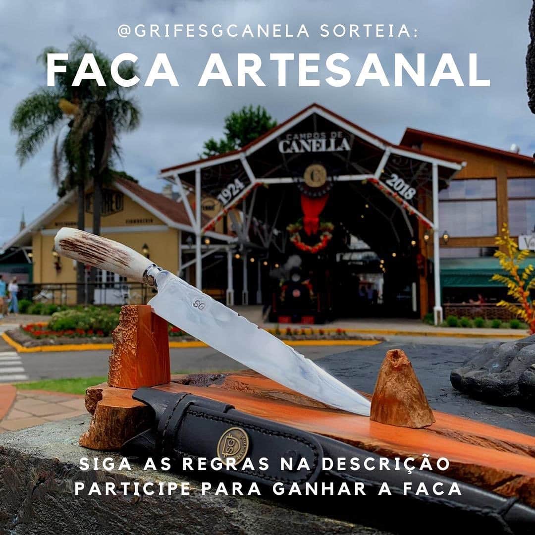 ルイス・アドリアーノのインスタグラム：「SORTEIO FACA ARTESANAL  🛑FOTO OFICIAL🛑  ⚠️REGRAS⚠️  1️⃣- Seguir o perfil @grifesgcanela  2️⃣- Curtir a foto   Gostaria de ganhar uma faca com o fio de cortar até papel?  Vamos sortear uma faca FORJADA e trabalhada com cabo de chifre de CERVO. Nela será gravado a laser o nome do GANHADOR, tornando a peça UNICA. E melhor ainda? A faca possui garantia VITALÍCIA. Essa peça 100% artesanal pode ser sua!! Basta participar do nosso sorteio e seguir todas as regras  O sorteio irá acontecer no dia 15 de janeiro e o ganhador receberá a faca na porta de casa.」