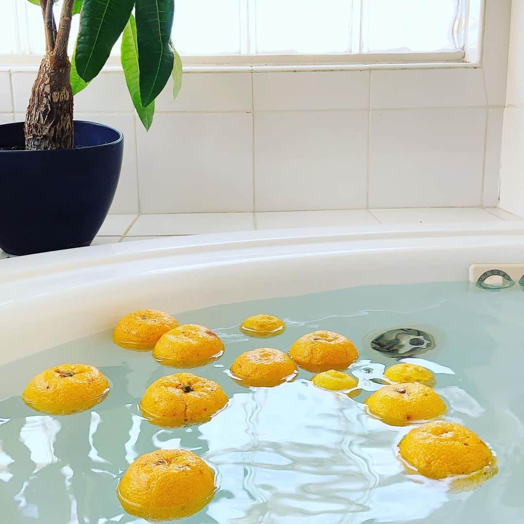 志摩有子さんのインスタグラム写真 - (志摩有子Instagram)「冬至の柚子湯。 自然に育った柚子は香りがむせかえるように濃い。香りを楽しみながらゆっくり浸かればポカポカ。  #冬至 #柚子湯 #ヴィンテージハウスM」12月21日 21時48分 - ariko418