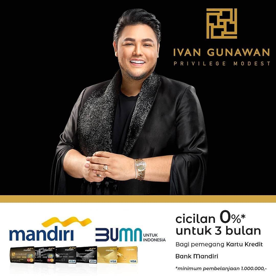 Ivan Gunawanさんのインスタグラム写真 - (Ivan GunawanInstagram)「You really want a collection from @ivangunawaprive Ladies ??  Bagi PRIVE Women pemegang kartu kredit @bankmandiri kamu bisa mendapatkankan kemudahan berbelanja di @ivangunawanprive dan dapatkan tempo cicilan 3 bulan bunga 0% untuk mendapatkan koleksi Ivan Gunawan Privilege Modest.  Program ini berlaku bagi Prive Women dengan minimal pembelanjaan 1.000.000 rupiah yaa.. ☺️  Ayo Ladies langsung ke store @ivangunawanprive sekarang.. kapan lagi nih bisa dapatkan kemudahan seperti ini untuk mendapatkan koleksi terbaik @ivan_gunawan ❤️  Happy Shopping Ladies ❤️ . . For more information contact our WA CS . Contact Personal Shopper:  Bandung 0811-2078-998 Liesti 0811-3110-0062 Sri 0811-3110-0061 Muti  Jakarta 0811-3110-0045 Chintya 0811-8999-873 Rizky 0811-2248-990 Manda . . PRIVE From @ivan_gunawan to you only ❤  #ivangunawanprivilegemodest #ivangunawan #prive #love #store #fashionhijab #exclusive #premium #limited #customerservice #shopping #bankmandiri #kartukredit #happyshopping #creditcard」12月21日 17時12分 - ivan_gunawan