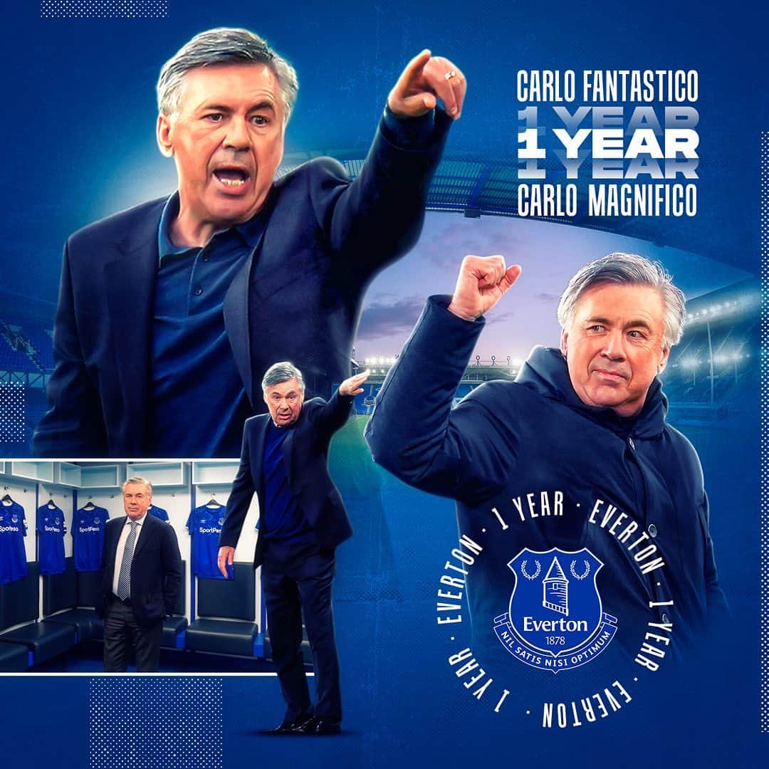 カルロ・アンチェロッティのインスタグラム：「It’s been a year! A “fantástico and magnífico” year together with the amazing Everton Family. The pandemic has made it difficult, but we’re excited about the future.  Thank you all for your support.  Merry Christmas and Stay Safe.」