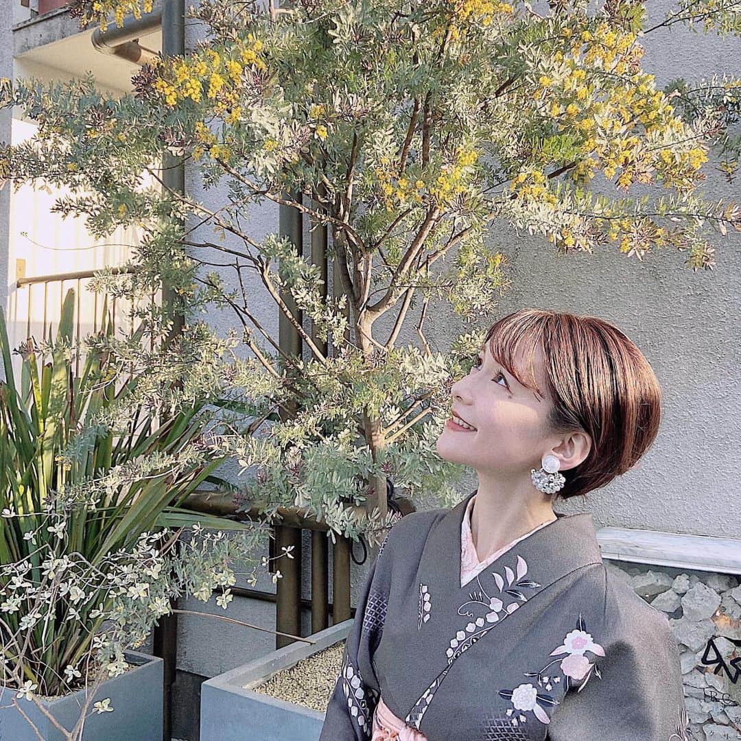 五島夕夏さんのインスタグラム写真 - (五島夕夏Instagram)「1年前の京都にて💐 寒い時期に、あわてんぼうのミモザが咲いていました。 すっかり寒くなったので、みんな身も心も暖かに過ごしてね。 #京都 #着物」12月21日 20時05分 - goto_yuuka