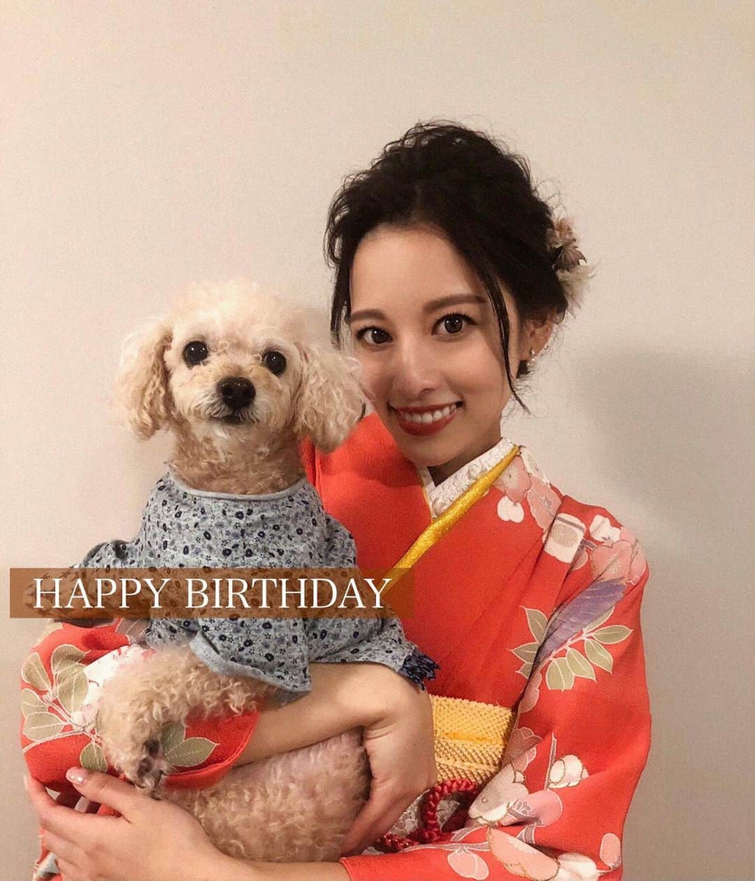 吉岡結紀のインスタグラム：「✐☡ ・ １２.２１🎂♥️ ・ #hbd #vernis #toypoodle #dog #ヴェルニちゃん」