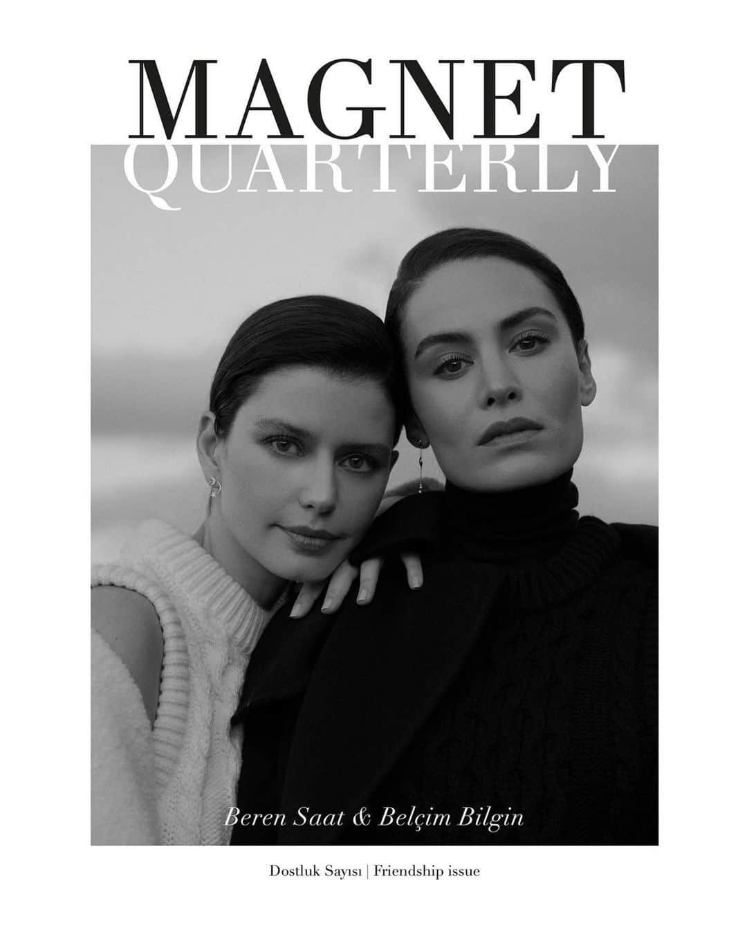 ベレン・サートのインスタグラム：「#Repost @magnet.social @selimcancelik & @iremsent 🤍 ・・・ #BEforever 🤍🖤 @berenn_saat & @belcimbilgincom  #MagnetQuarterly  Fotoğraf / Photography: @serkansedele  Styling: @mahizeraytas 🤍 Production: @mugesarioglu 🤍 Saç / Hair Stylist: @aliyilanci Makyaj / Makeup Artist: @cigdemyartasi 🤍 Styling Asistanı / Styling Assistant: @muhammetbozkurtt Saç Asistanı / Hair Assistant: @huseyinnaltun」