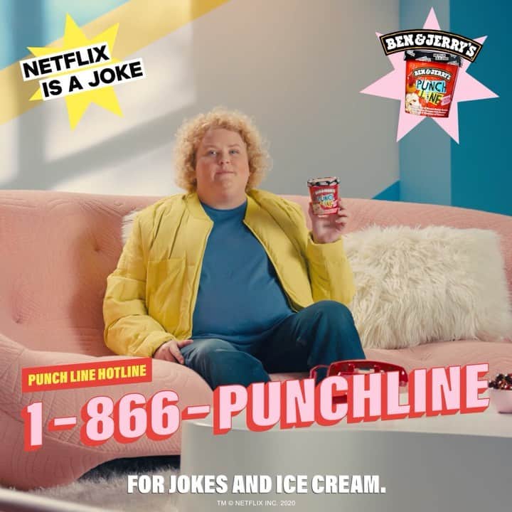 Ben & Jerry'sのインスタグラム：「Sorry Greg, the #PunchLineHotline we made with @netflixisajoke isn’t for you. Learn more at the link in our bio!」