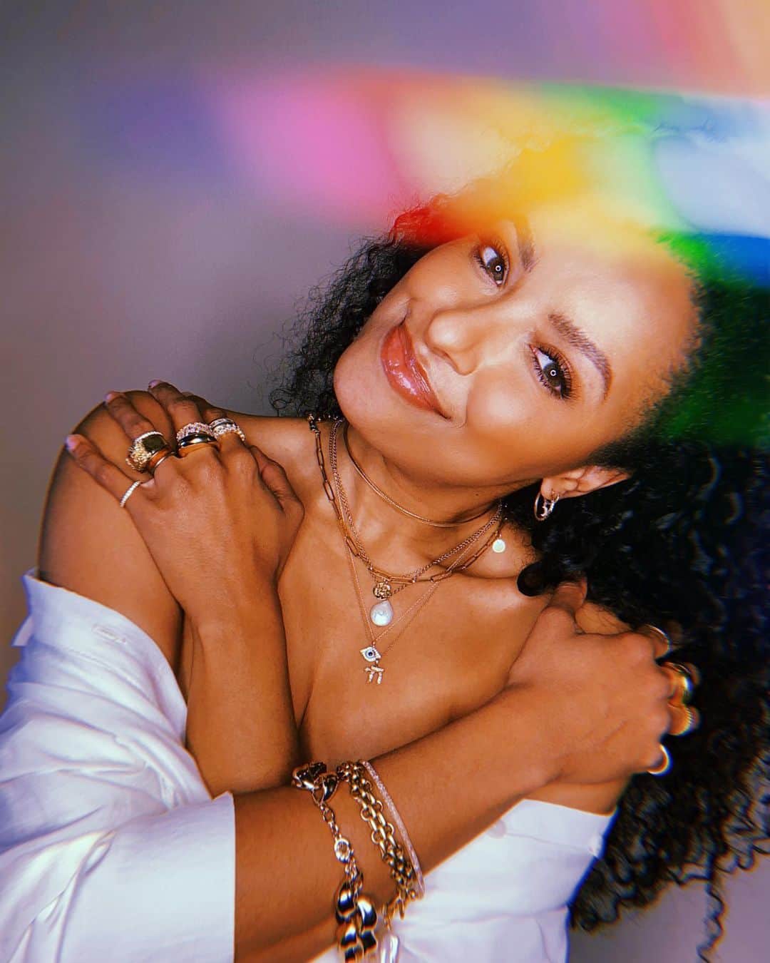 カテリーナ・グレアムのインスタグラム：「Which mood are you? 😜  So excited to share this fun look book I did wearing some of my favorite @piercingpagoda pieces paired with ones that I've collected over the years.   I love that Pagoda is a brand that stands for authenticity and self-expression. They celebrate and encourage everyone, no matter where you’re from, to be unapologetically yourselves... to #BeMoreYou.   Head to their site to learn a little more about what that phrase means to me by me.  #pagodapartner」