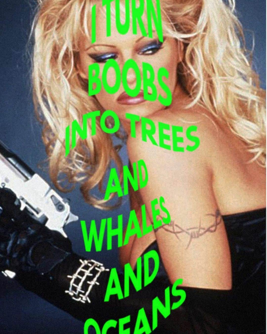 パメラ・アンダーソンのインスタグラム：「(EN)  I turn boobs into trees and whales and oceans  Nuša Hernavs, Milica Mijajlović  Curated by Voždovačka galerija  Hosted by U10  In 1995, the 28-year-old Pamela Anderson wrote the following letter:  Dear PETA  I’m in a TV show called “Baywatch” and the press is obsessed with my personal life. I’d really like to divert some of the attention to things more important than my boobs or my boyfriends. Can we join forces? I’ve been an animal lover and a PETA member since I was a kid, sending in rolled up quarters, and I’ve always wanted to get more involved. Please use me.  Love,  Pamela Anderson  How much the world has changed since then is impossible to tell in descriptive terms.   We could make a graph measuring the CO2 and sea levels in 1995 and 2020, but numbers quickly get lost and insignificant and are easily forgotten.   What we can talk about in this exhibition text is how Pam was chased around and sought after long before Instagram, before the Kardashians and Paris Hilton. She was the top tabloid story at the time, having had a turbulent love life, a sex tape, a bomb body and a hep C diagnosis. The roles she had in various films and series all indicated that she was, on and off screen, basically the same person - a hot blonde.   But Pam knew that all attention can be used and diverted, and she did to her stories what her paparazzi had done to her. Selflessly, at the center of everyone’s interest, she applied the method of self-exploitation. She surrendered willingly, so that in the end, nobody could conquer her. She surrendered her body to the world, on her own terms. The terms were that, while her pictures, stories, boobs, hair, tats and love interests circulated the Internet and press, she would be talking about the stuff she cared about, which was: save the planet.   People used to make fun of Miss World laureates whose biggest wish in life was world peace. Is this really that funny? Is it funny because it’s said by a beautiful woman, or is it funny because it sounds impossible? Or does it sound impossible because it is being wished for by a beautiful woman?」