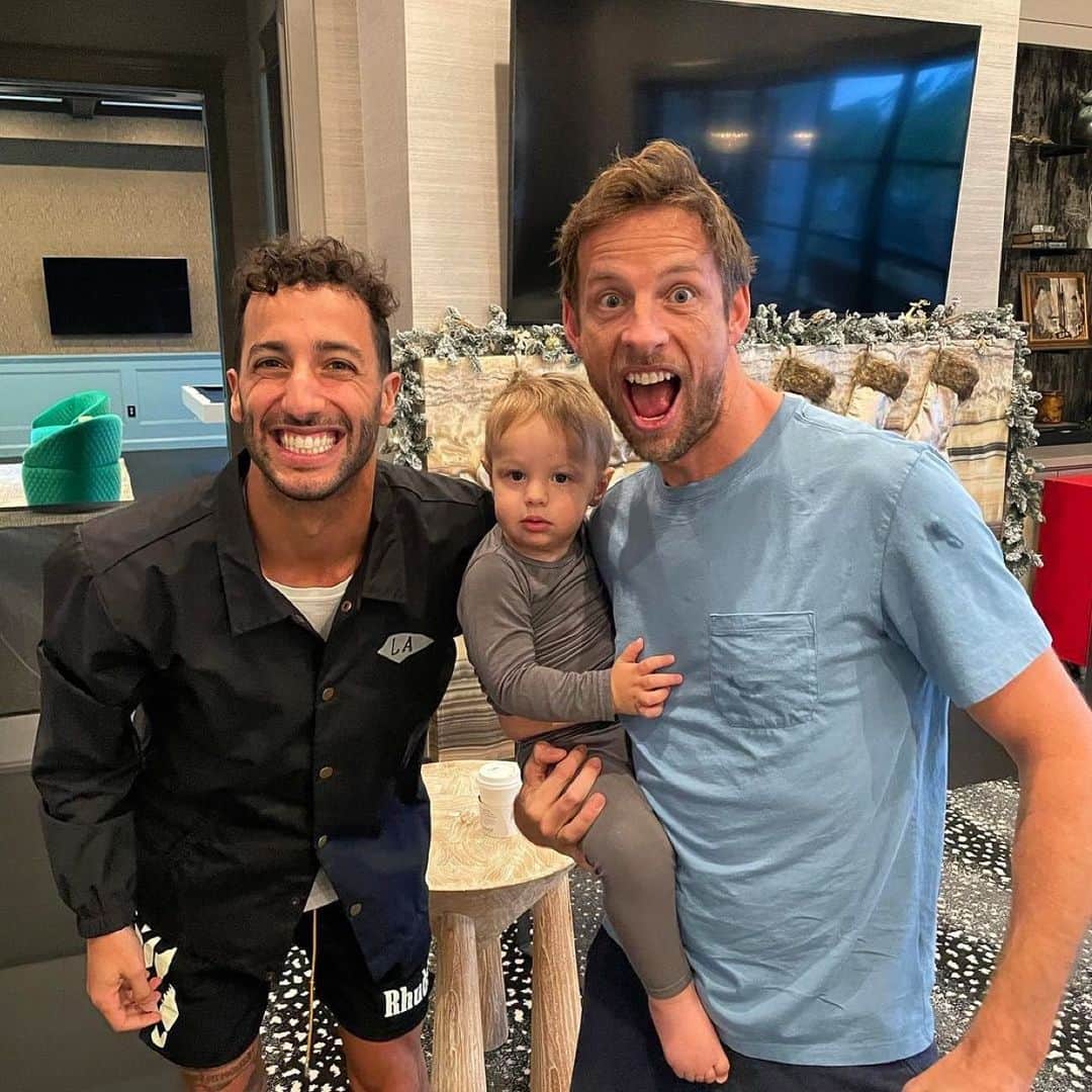 ジェンソン・バトンのインスタグラム：「Ricky Bobby dropped by to see his future competition! #hendrix #badger」
