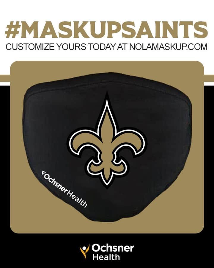 ニューオーリンズ・セインツさんのインスタグラム写真 - (ニューオーリンズ・セインツInstagram)「Keep showing us your photos with the hashtag #MaskUpSaints! 😷  Show your New Orleans pride with a custom Saints mask! ⚜️  Make a $10 donation to to the @ochsnerhealth Cancer Institute to create your own mask.  To start designing, visit nolamaskup.com」12月22日 6時18分 - saints