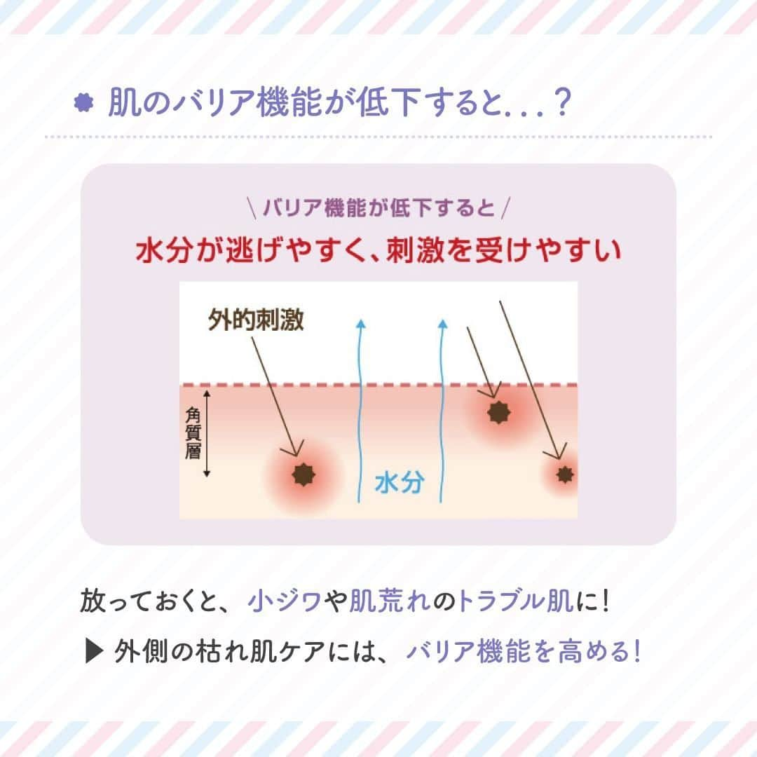 さんのインスタグラム写真 - (Instagram)「【肌の外側「枯れ肌」チェック！】 ・ 冬だから乾燥はいつものこと！と侮っていると 取り返しのつかない年齢肌になってしまう可能性大😭❗️ ・ だからこそ本格的な冬がスタートした今、 自分の肌の状態を正しく知り、 的確なケアで肌のピンチをレスキューしましょう！ ・ そこでチェックしたいのは肌の外側。 スライドで今すぐ枯れ肌チェックをしてみてください👀 ・ 1個でも当てはまったあなたは、 肌のバリア機能が低下しているかもしれません。 ・ 肌のバリア機能が低下すると外的刺激に敏感になり、 肌の水分量も低下してしまいます🙀 ・ そこで今回はバリア機能を高める 洗顔やスキンケアのポイントをご紹介✨ ・ 乾燥しがちな冬こそ自分の肌と向き合うとき。 しっかりとケアして美しい肌を目指しましょう✨ ・ ・ ーーーーーー.°ʚ(天使のララ)ɞ°.ーーーーーー ・ 天使のララ公式アカウントでは、こだわりレシピや美容💄に関する投稿をお待ちしています✨ 「#天使のララ」「#私のララスタイル」のハッシュタグをつけて投稿してください🙋‍♀️ ・ あなたのうるおい習慣を天使のララ公式アカウントがご紹介するかも😆 @tenshi_no_rara は、美容に効果的なレシピや情報をお届けしています💐 ぜひフォローやいいねをお願いします♪」12月22日 17時00分 - tenshi_no_rara