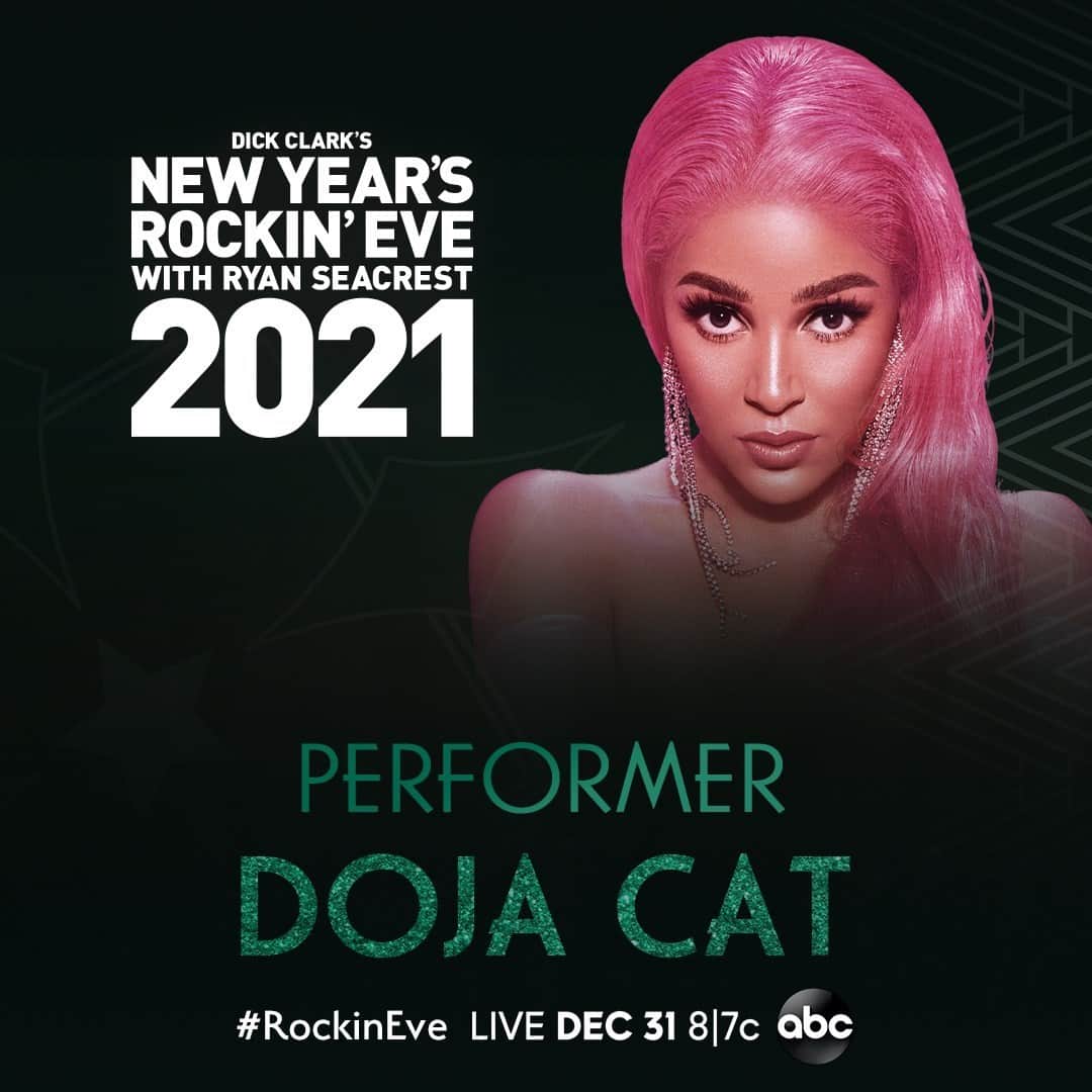 アメリカン・ブロードキャスティング・カンパニーのインスタグラム：「The list of @RockinEve performers keeps getting better and better! Don’t miss @DojaCat performing on New Year’s Eve at 8|7c on ABC! #RockinEve」