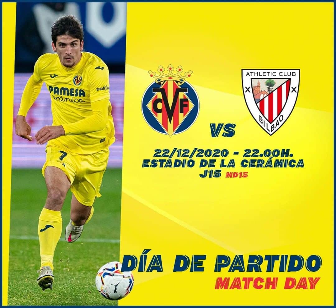 ビジャレアルCFのインスタグラム：「¡Esto no para ni un segundo ⏱! ¡Día de partido para los groguets 💛!  🆚 @athleticclub ⌚ 22.00h 🏟 Estadio de la Cerámica 🗓️ Jornada 15 🏆 @laliga 📺 @movistarplus 📱 #villarrealathletic .  This doesn’t stop for even a sexond ⏱! Matchday for the Yellows 💛!  🆚 @athleticclub ⌚ 10pm CET 🏟 Estadio de la Cerámica 🗓️ Matchday 15 🏆 @laliga 📺 @movistarplus 📱 #villarrealathletic . #futbol #football #soccer #laliga」