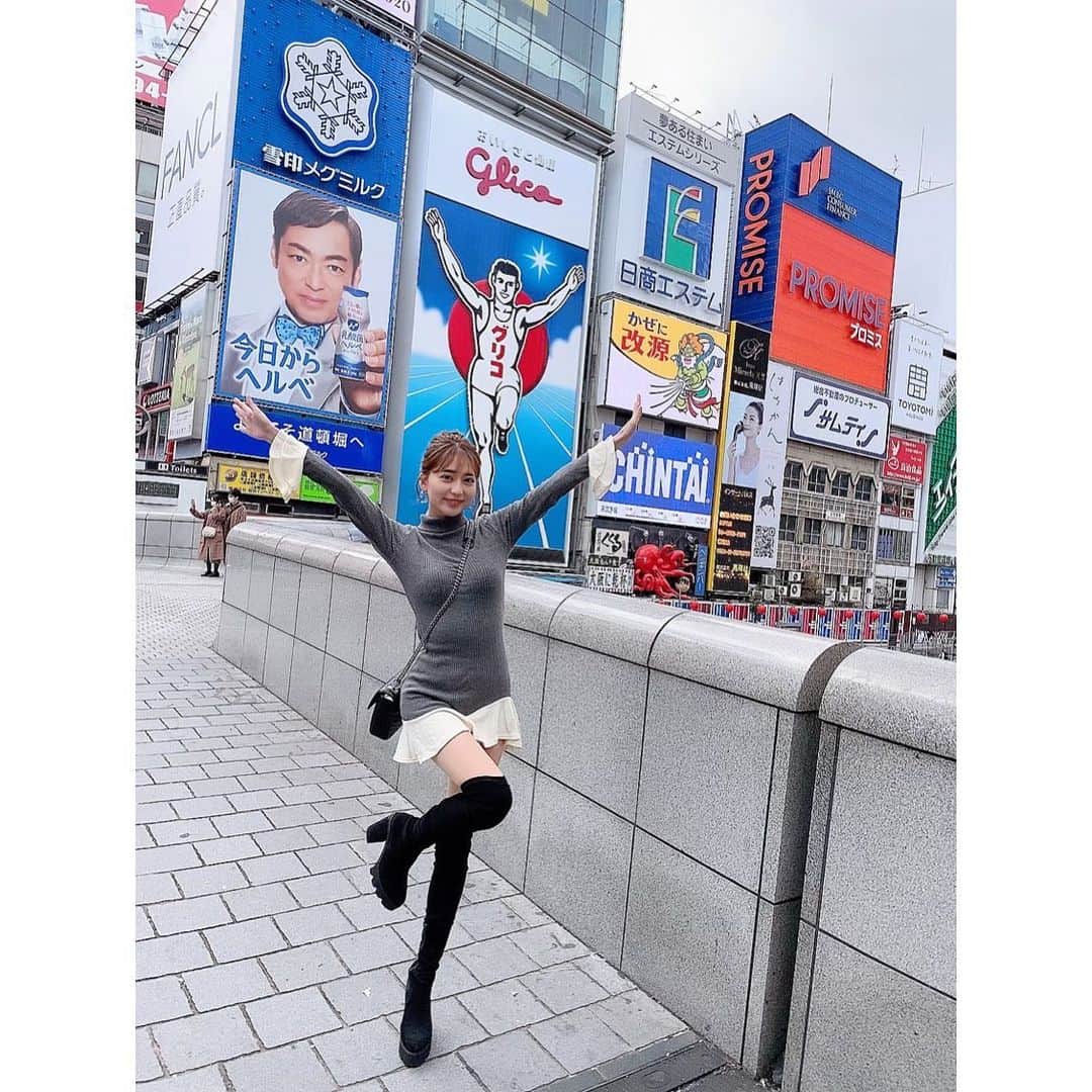 堀尾実咲のインスタグラム：「大阪たこやきなんでやねんっ🐙❤️  #大阪 #osaka #道頓堀 #グリコ」