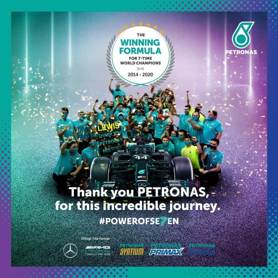 MERCEDES AMG PETRONASさんのインスタグラム写真 - (MERCEDES AMG PETRONASInstagram)「From Kuala Lumpur to Brixworth and Brackley, we wrote #HIS7ORY together in 2020, winning seven consecutive World Championships.  🏆🏆🏆🏆🏆🏆🏆  Thank you @petronas for fueling our passion, providing the lifeblood of our car, and powering us to new records! ❤️」12月22日 20時30分 - mercedesamgf1