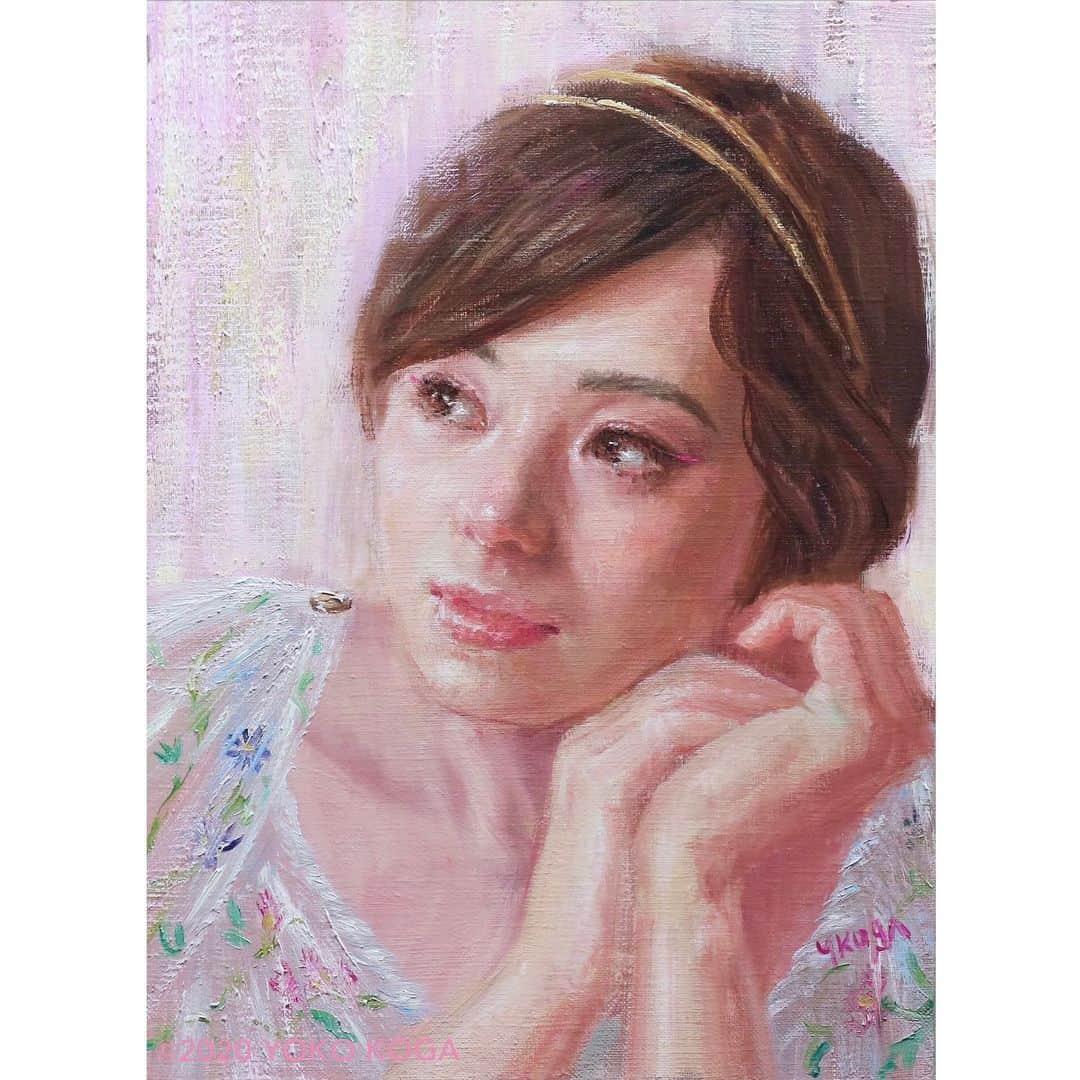 古賀陽子のインスタグラム：「“Think” 2020, oil on canvas, 334×243mm "想う” F4号 ・ ———————————————————————  #アート #アーティスト #アートワーク  #アートコレクター #画家 #美術館 #作品 #絵画展 #アートのある暮らし #絵のある暮らし #アート好きな人と繋がりたい #ギャラリー #油絵 #人物画 #美人画 #神戸 #color #beautiful #nymph #exhibit #artistsoninstagram #oiloncanvas #art #artwork #gallery #artist #painting #exhibition #古賀陽子 #yokokoga」