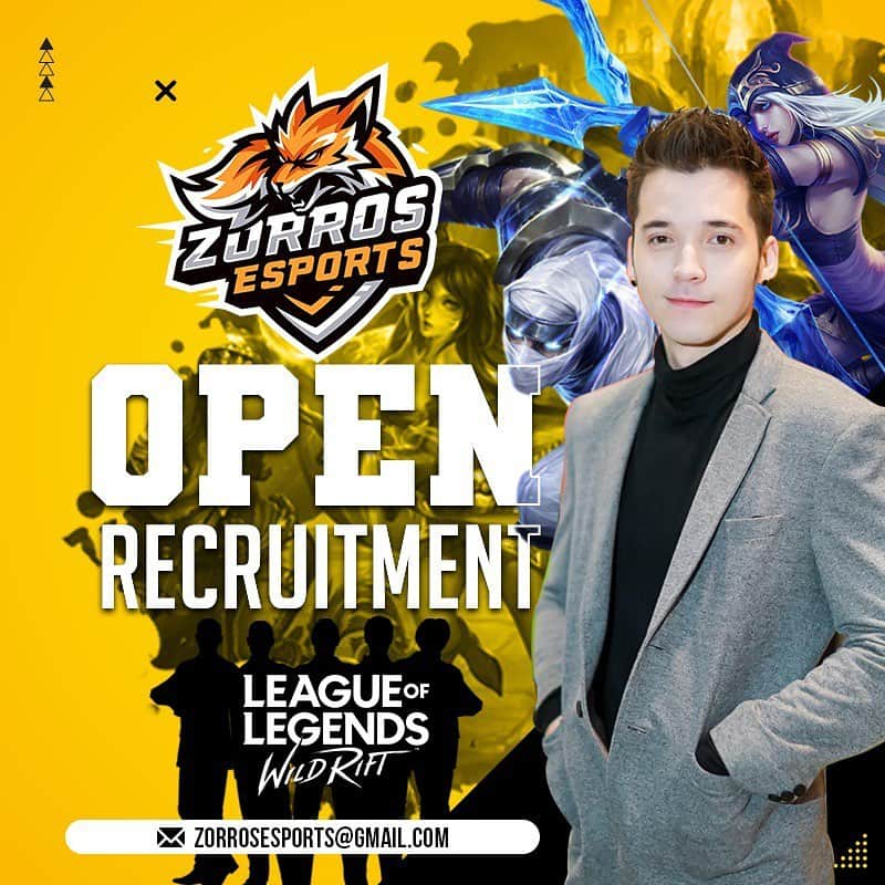 ステファン・ウィリアムのインスタグラム：「Zorros Esports Open Recruitment Team League of Legends Wild Rift  Syarat :  1. Umur 16 Tahun keatas  2. Tidak terikat kontrak dengan team esports lain  3. Pernah mempunyai pengalaman ikut tournament LAN maupun Online di MOBA GAMES / LEAGUE OF LEGENDS PC  4. Tournament achievements  5. Mempunyai attitude dan karakter yang baik  6. Siap mengikuti program dan jadwal latihan trial zorros esports @zorrosesport zorrosesports@gmail.com」