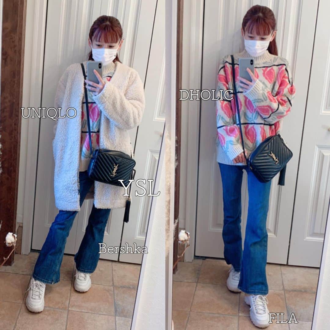 町田亜里香のインスタグラム：「today'scode👗𓂂𑀀 最近コーデをDMで聞かれることが 増えてきたので☺️🤍 洋服グラマーさんみたいにˎˊ˗ わかりやすく綺麗に載せられたらな って思ってます𖧷 身長153cmです🌷 ちょっとでも参考になったら嬉しい🤣 パンツ👖とかサイズ合わな過ぎて 合うやつを着回しまくりです😢笑　 . . . 今日はお気に入りの韓国ニット🧶 韓国のニットってとても可愛い🌷🤍 生地も柔らかいの😭❤︎❤︎ . . お洋服タグ付けします🏷 . . #mama #ママコーデ  #韓国服  #ニットコーデ #dholic」
