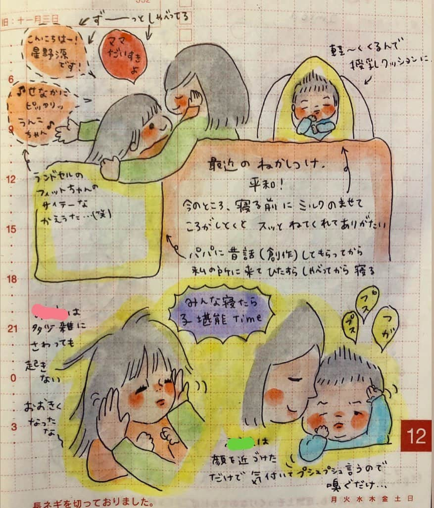 misaさんのインスタグラム写真 - (misaInstagram)「#ほぼ日 #ほぼ日手帳  #ほぼ日絵日記 #絵日記 #育児日記 #育児絵日記 #hobonichi  #イラスト #illust #クリーンカラー#4y#2m12d#boy#寝かしつけ」12月22日 22時05分 - m_hobonichi