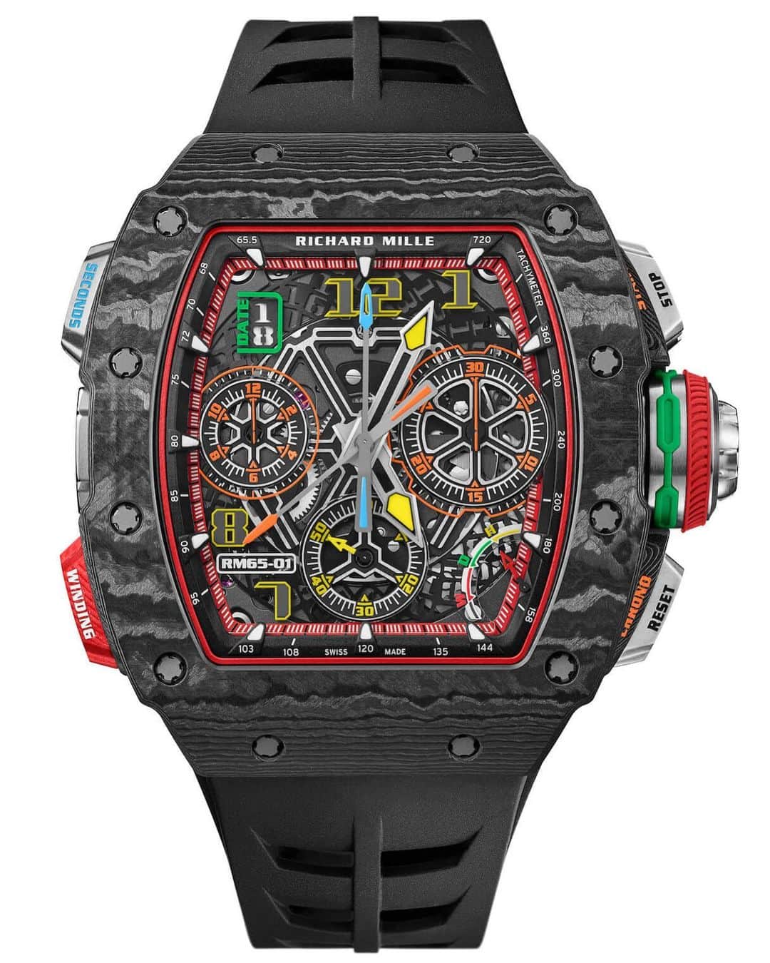WATCHMANIAのインスタグラム：「Richard Mille has introduced the new model RM 65-01 Splits Seconds Chronograph, which is a highly sophisticated, technical masterpiece designed for daily use. Details and pricing on the web site. Link in bio.」